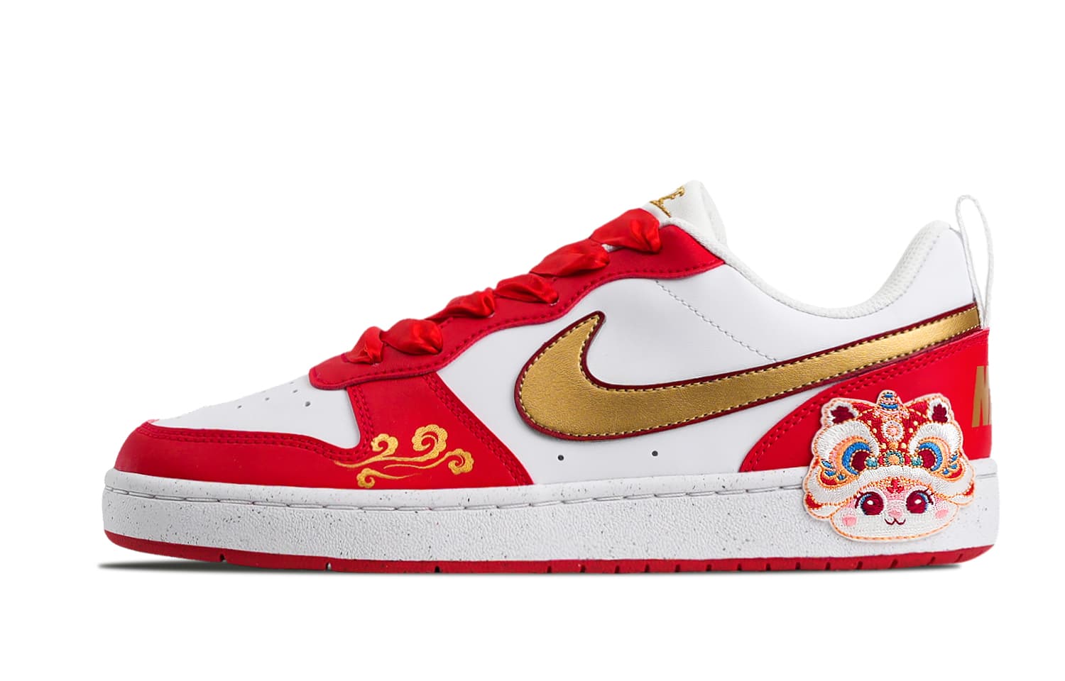 Custom Sneakers Nike Court Borough Golden Horse Auspicious CNY Celebratory Year of the Horse Limited Minimalist Versatile Fashion Trendy Wedding Shoes Retro Low-Top Sneakers Women's Red