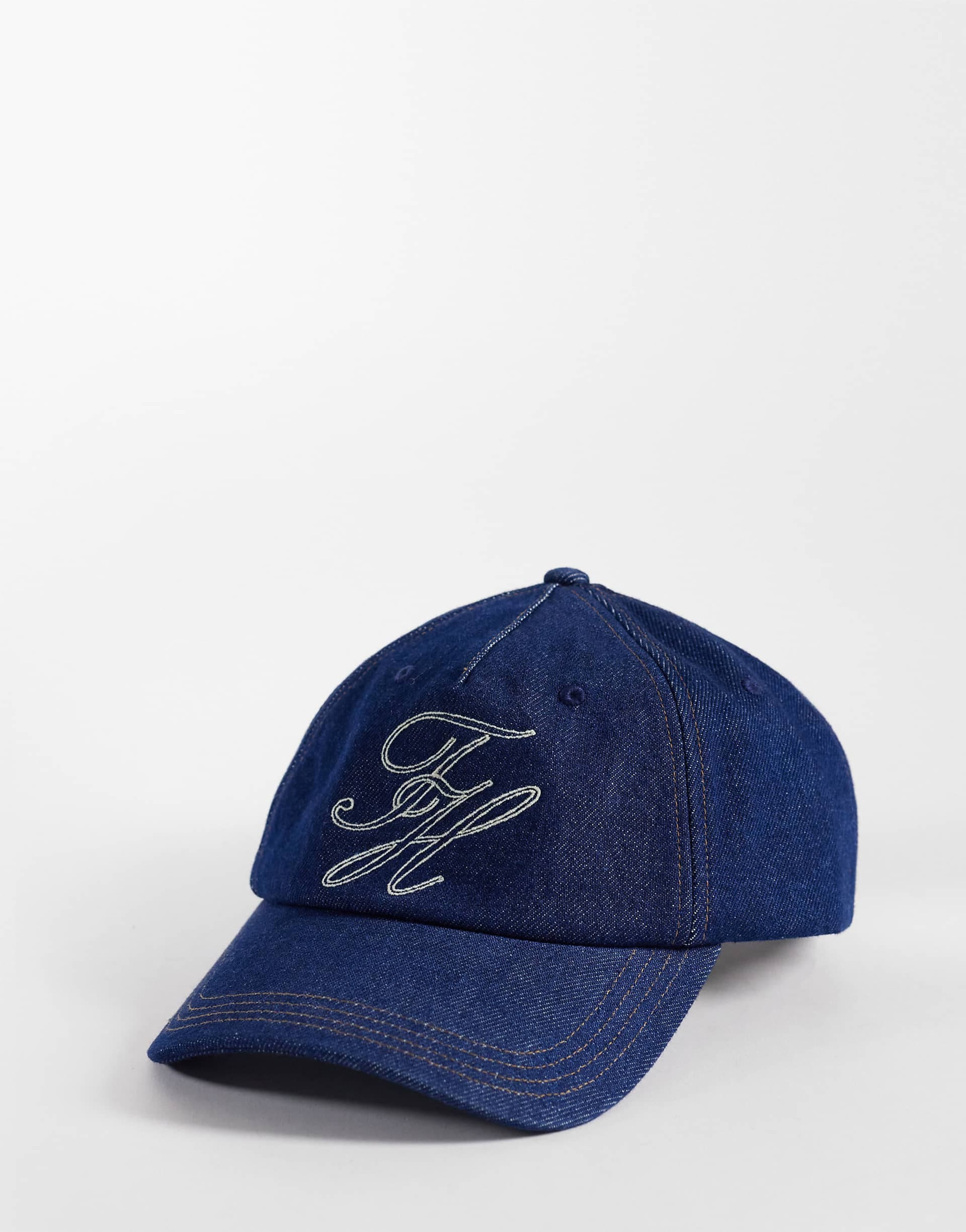 Tommy Hilfiger denim cursive logo cap in blue