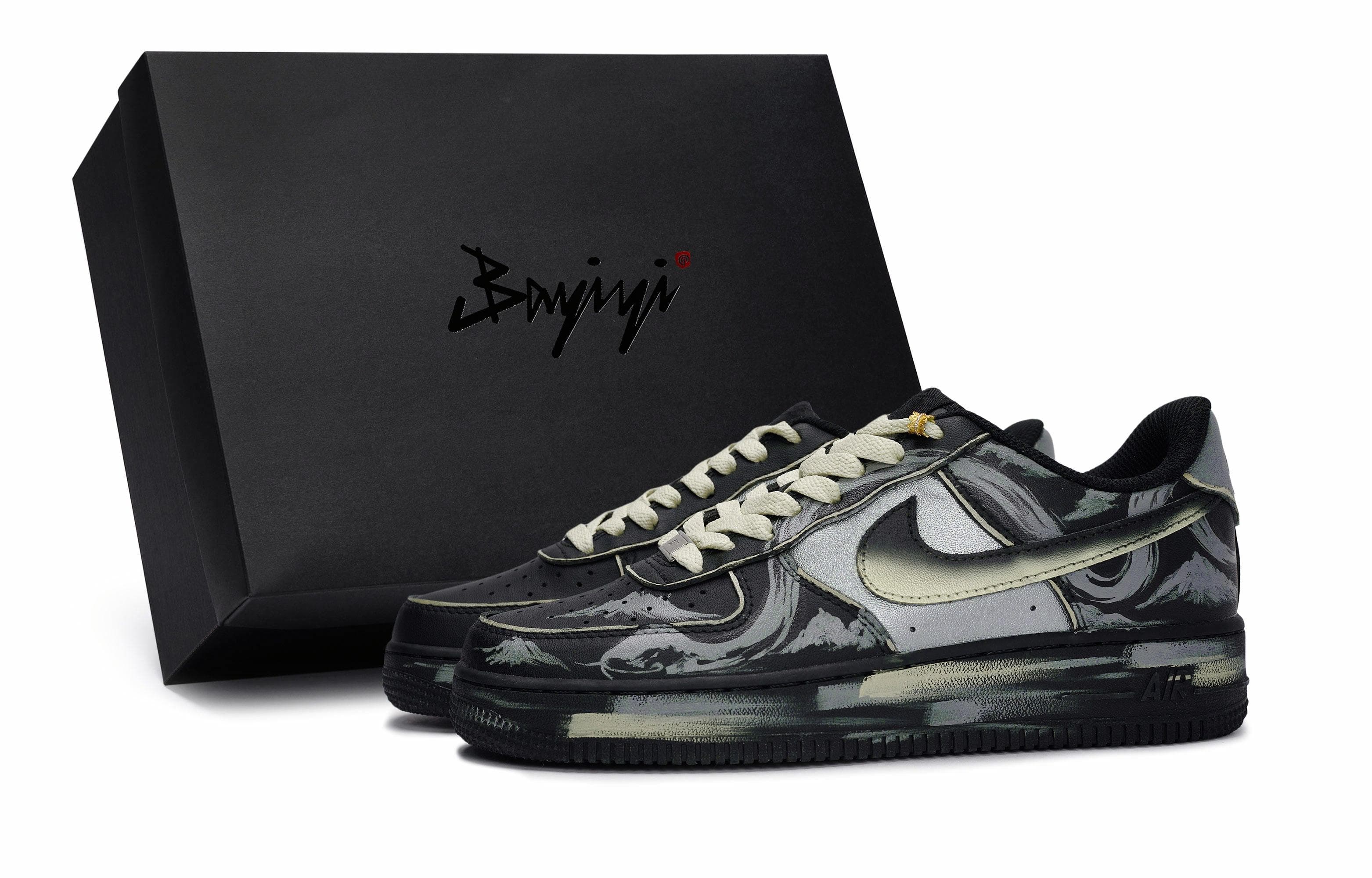 Nike Air Force 1 Slip-Resistant Low-Top Skateboard Shoes Unisex Black Silver Beige