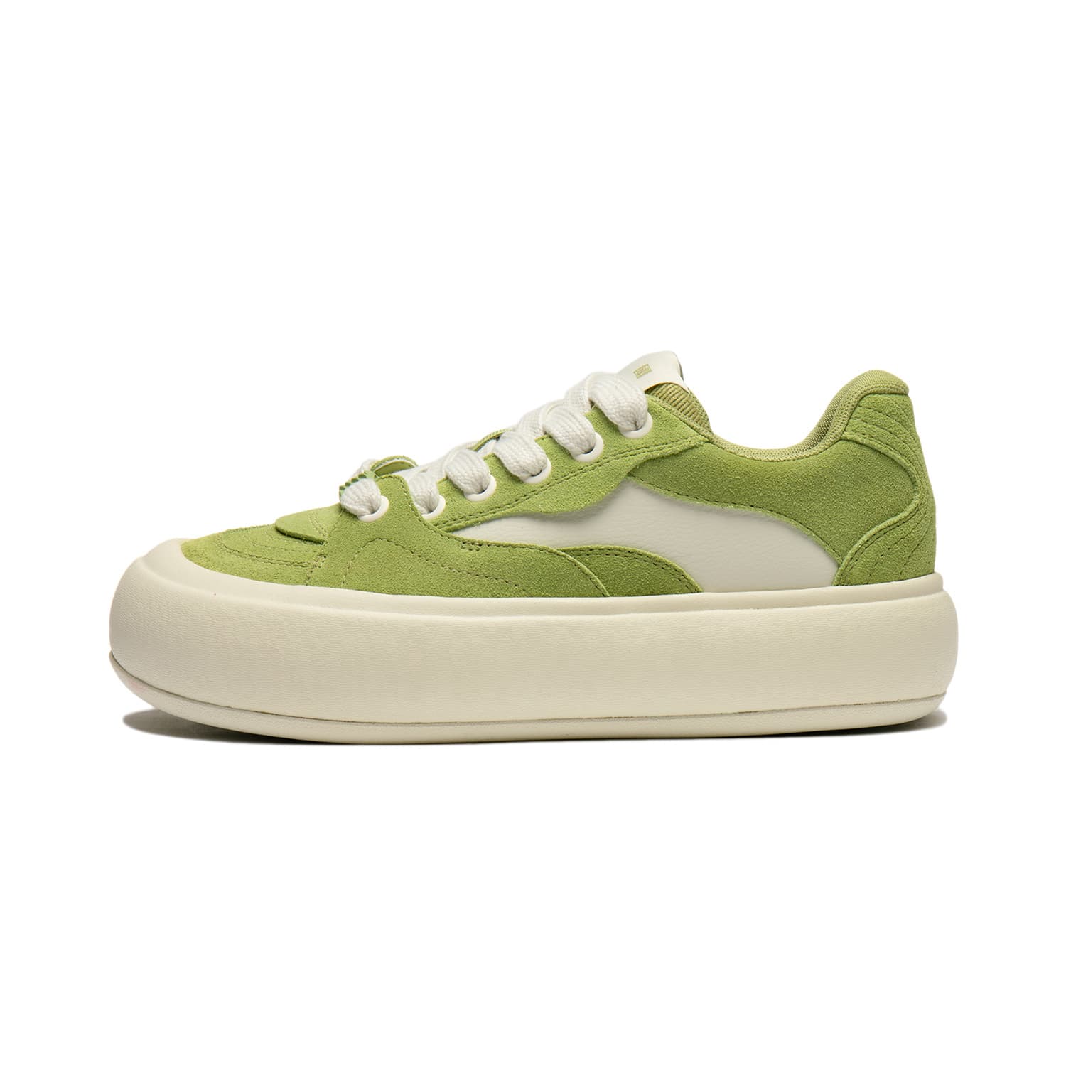 LiNing Puff Platform Cushioning Wear-Resistant Low-Top Skateboard Shoes Women's Green White