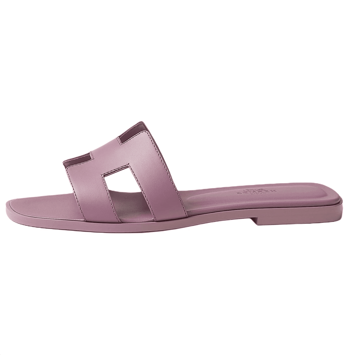 HERMES Oran Calfskin Square-Toe Open-Toe Slide Sandals Women's Purple