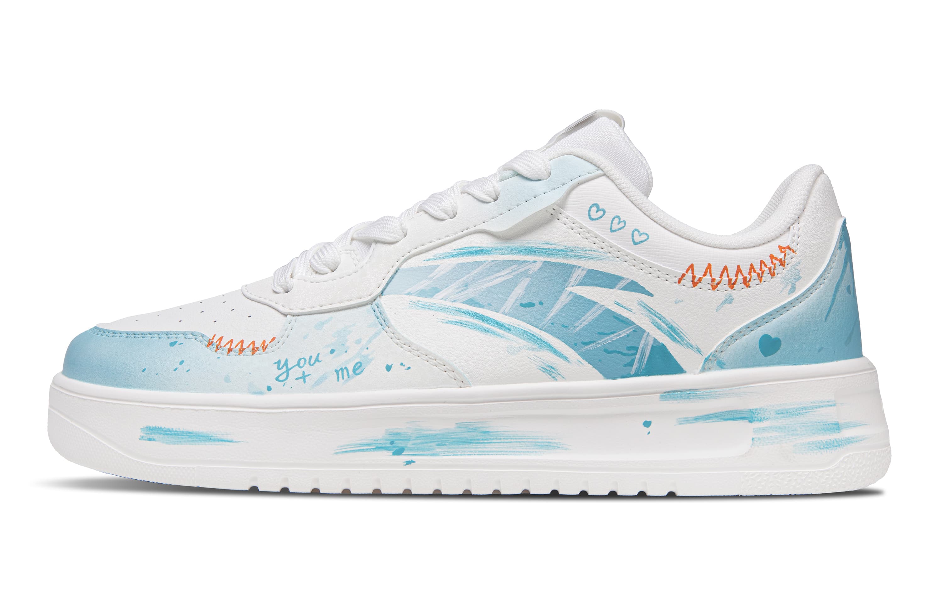 Anta 'Qingsong' Custom Sneakers 'Tide Over Island' Fashion Versatile Comfort Casual Anti-Slip Balanced Lightweight Low-Top Skate Shoes Women Sky Blue