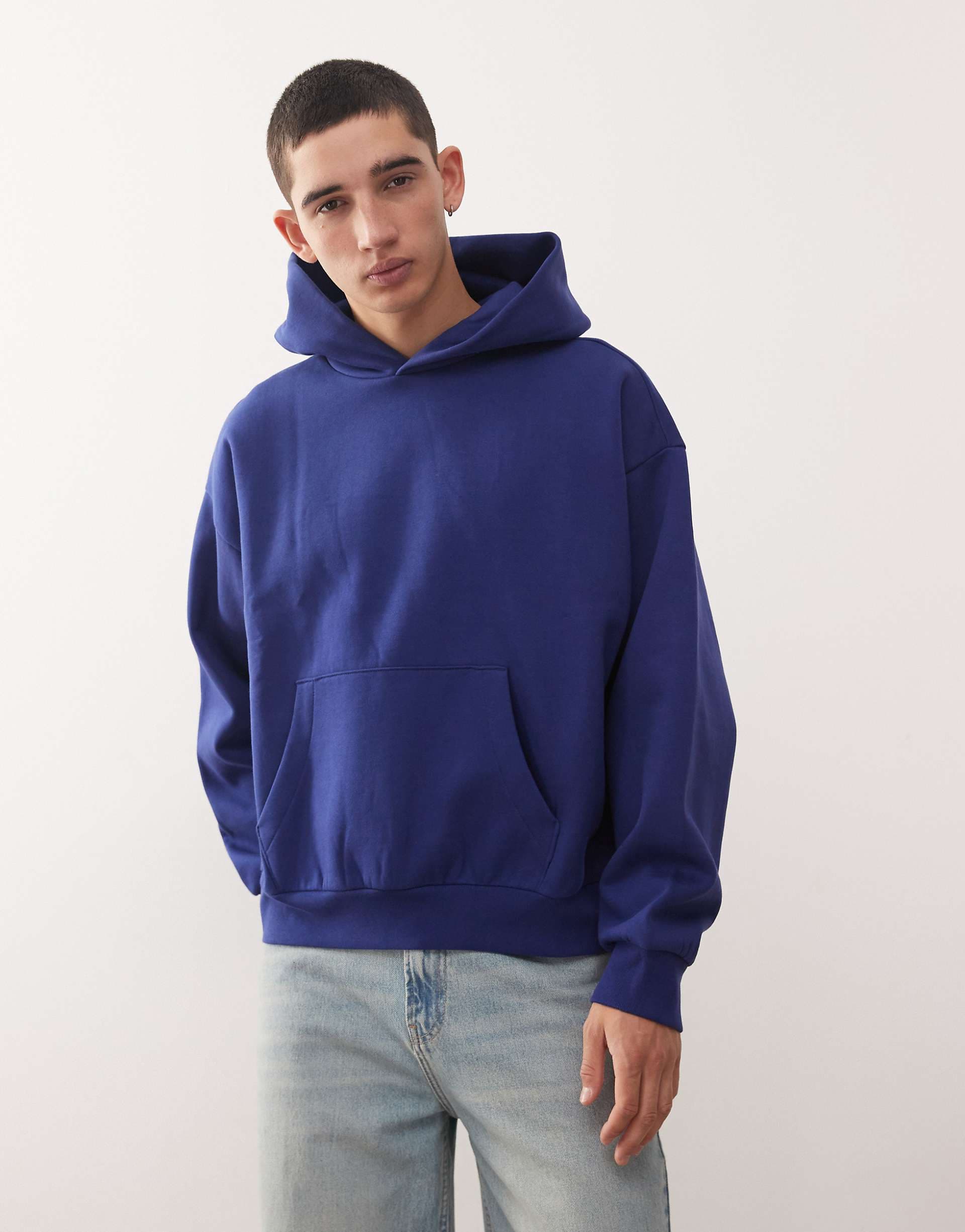 Weekday boxy oversized fit hoodie in blue