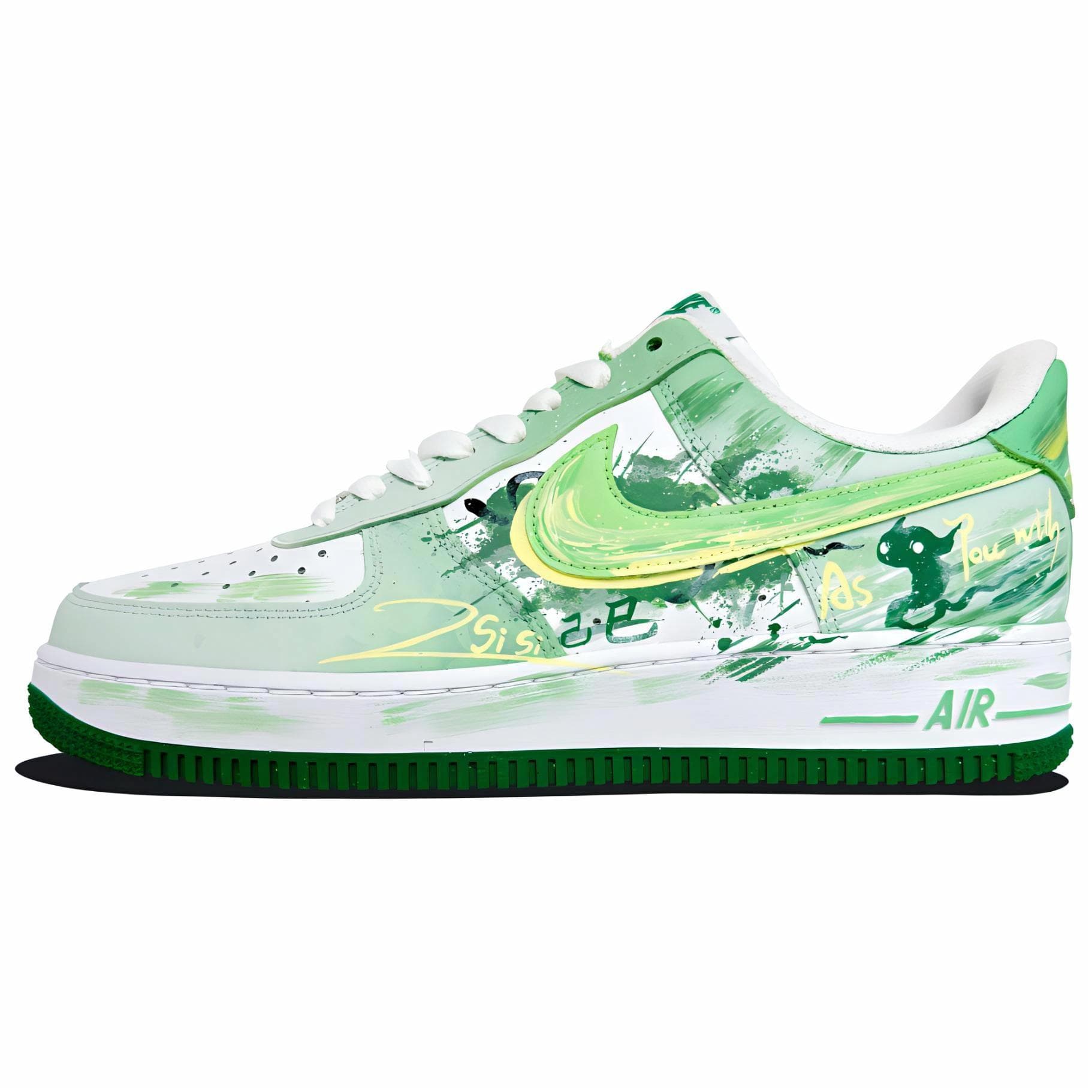Nike Air Force 1 Anti Slip Wear Resistant Low Top Skateboard Shoes Men's White Green