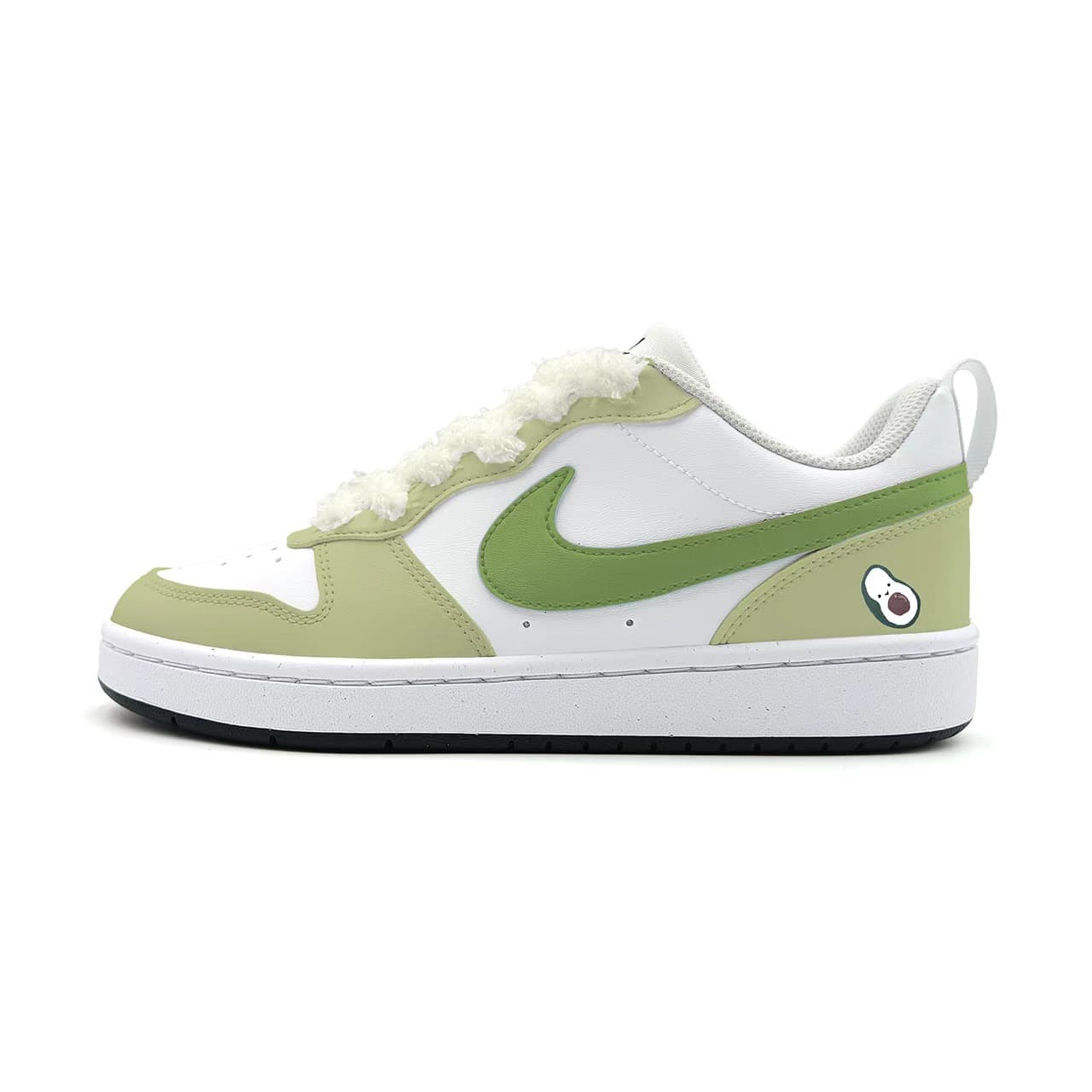 Custom Nike Court Borough Low 'Avocado Milk Cap' Synthetic Leather Sneakers Unisex Blue
