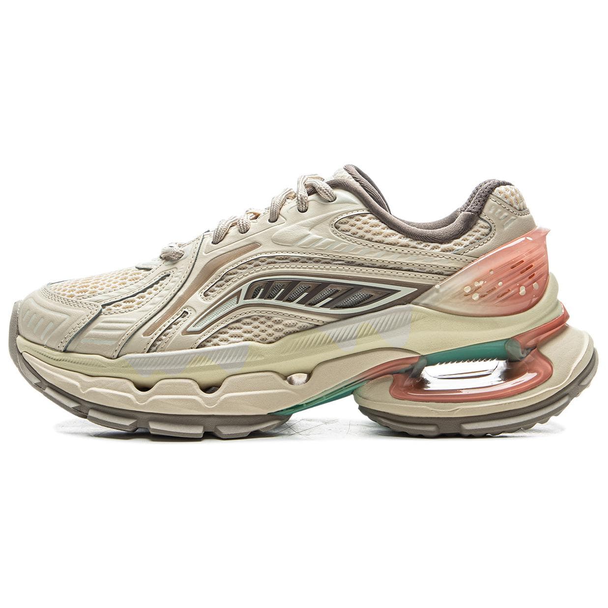 LI-NING 'Lie Jun BOW Ice Cream' Synthetic Leather Cow Split Leather Comfort Trendy Slip-Resistant Wear-Resistant Rebound Low-Top Casual Lifestyle Shoes Women's Beige Red