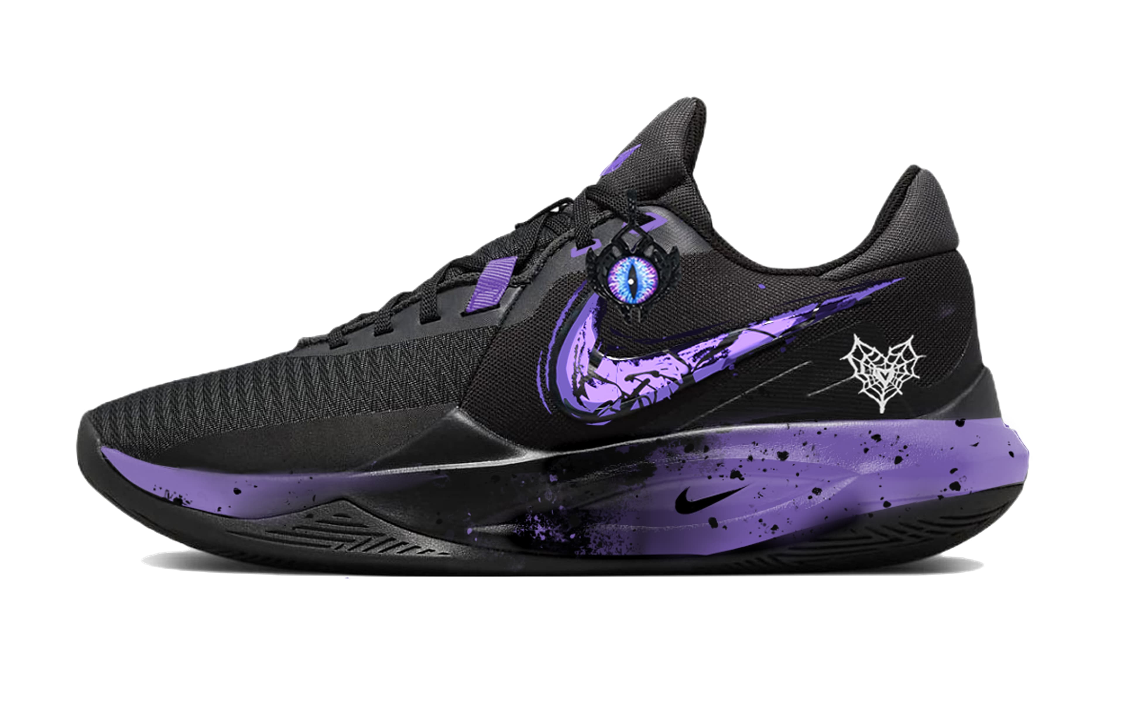 Custom Sneakers Nike Precision 6 'Law of the Jungle' Fashion Trendy Classic Versatile Comfort Lightweight Urban Commute Fabric Slip-Resistant Wear-Resistant Low-Top Basketball Shoes Men's Black Purple