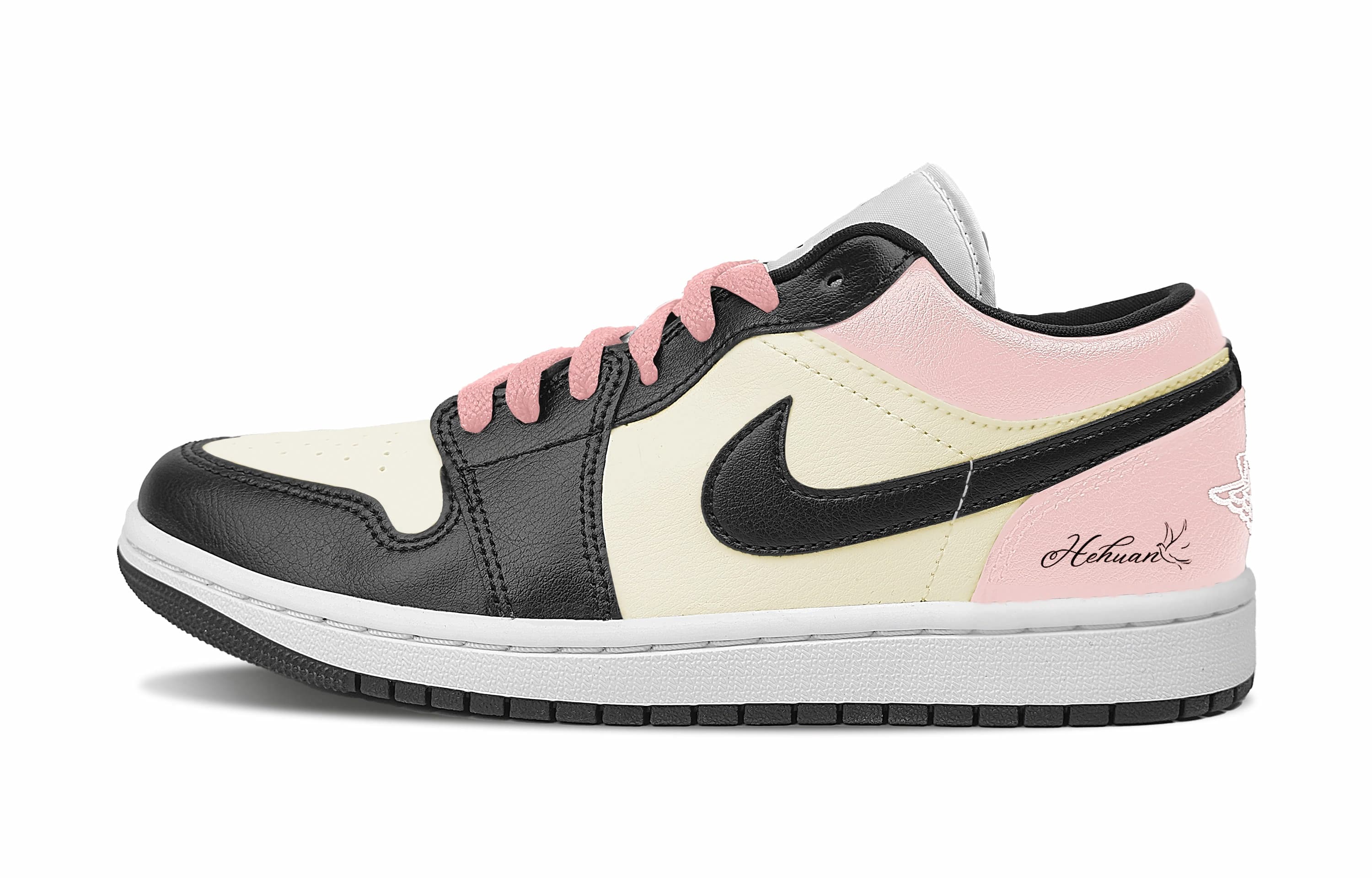 Jordan Air Jordan 1 Anti Slip Wear Resistant Low Top Vintage Basketball Shoes Women's Yellow Pink