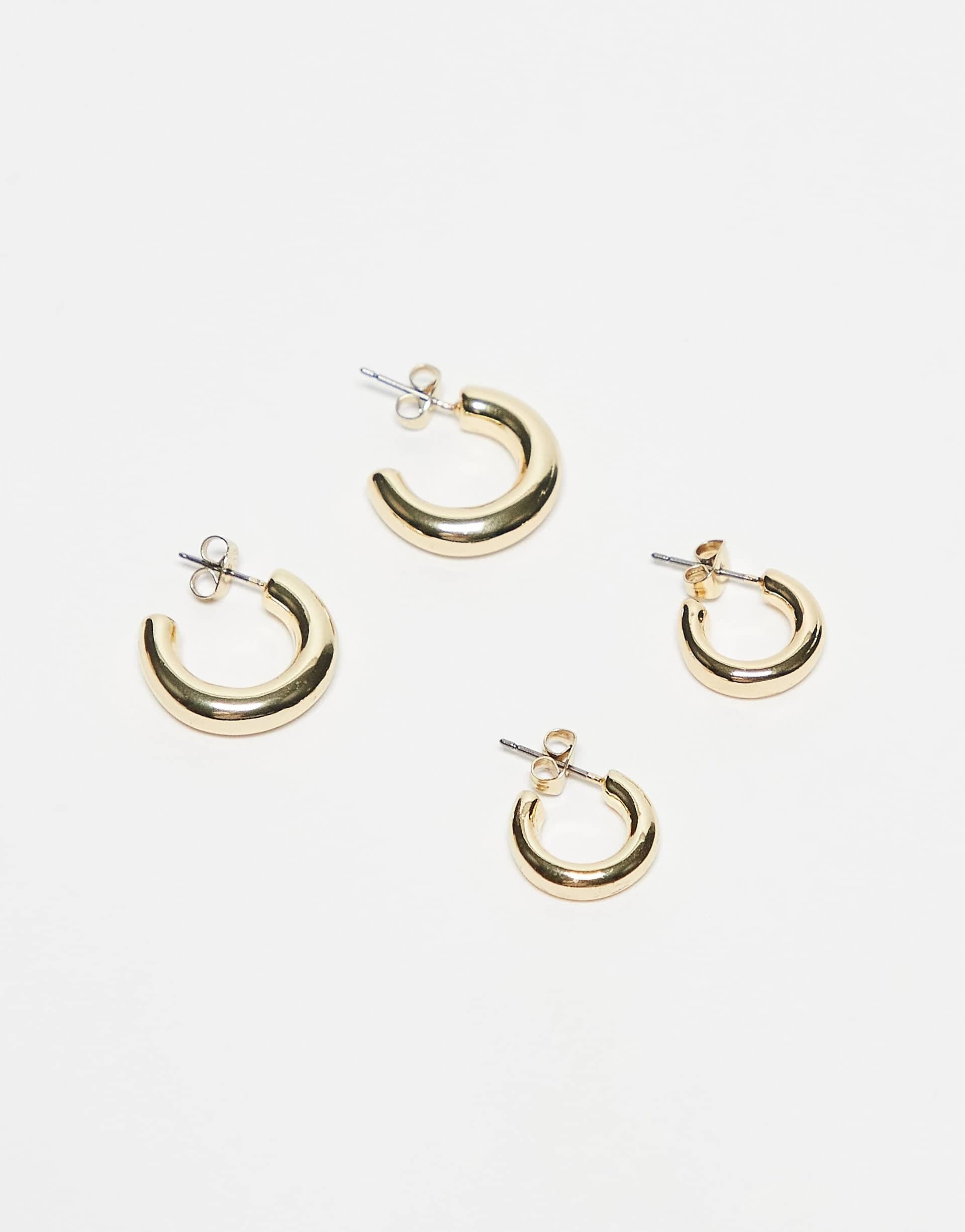 Pieces 18k plated 2-pack everyday hoop earrings in gold