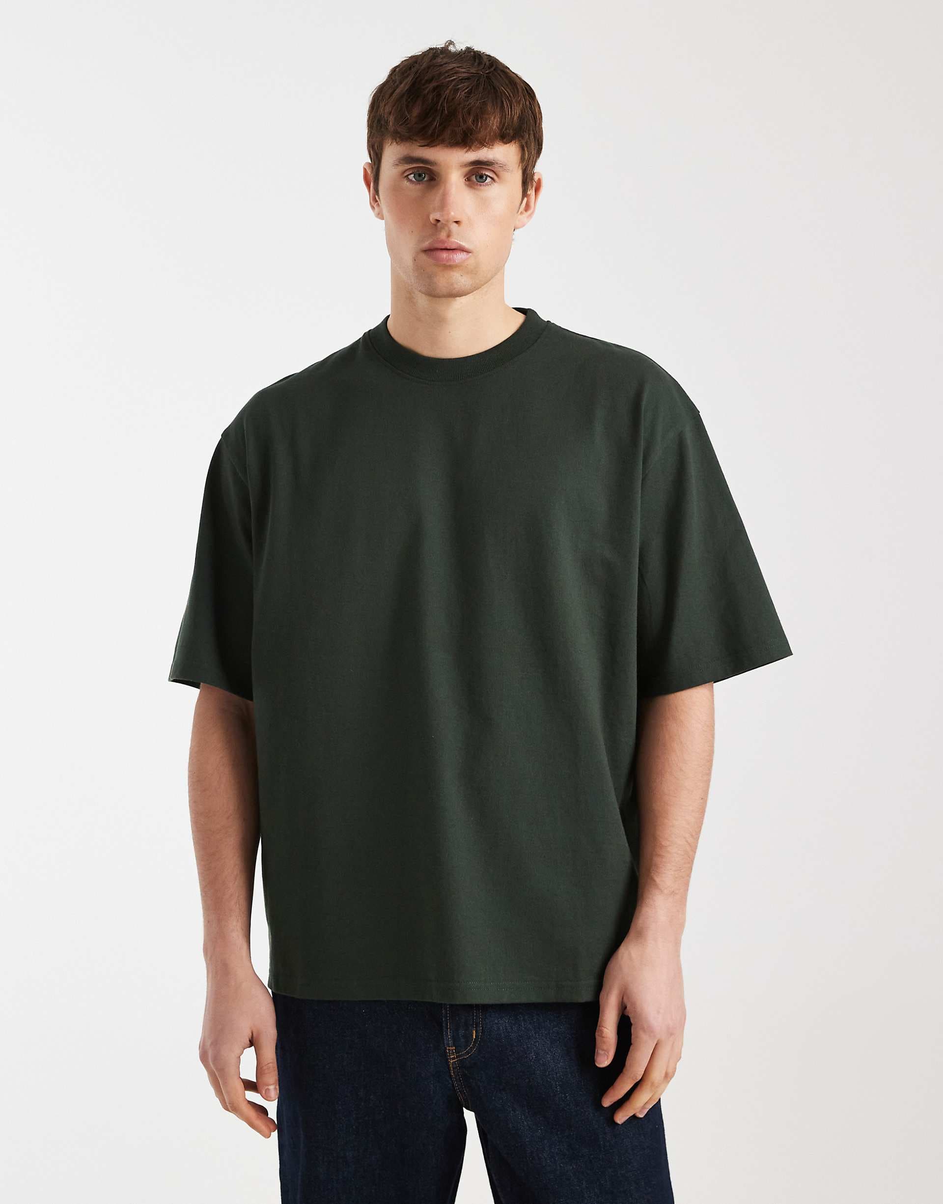 Redefined Rebel John heavyweight t-shirt in dark green