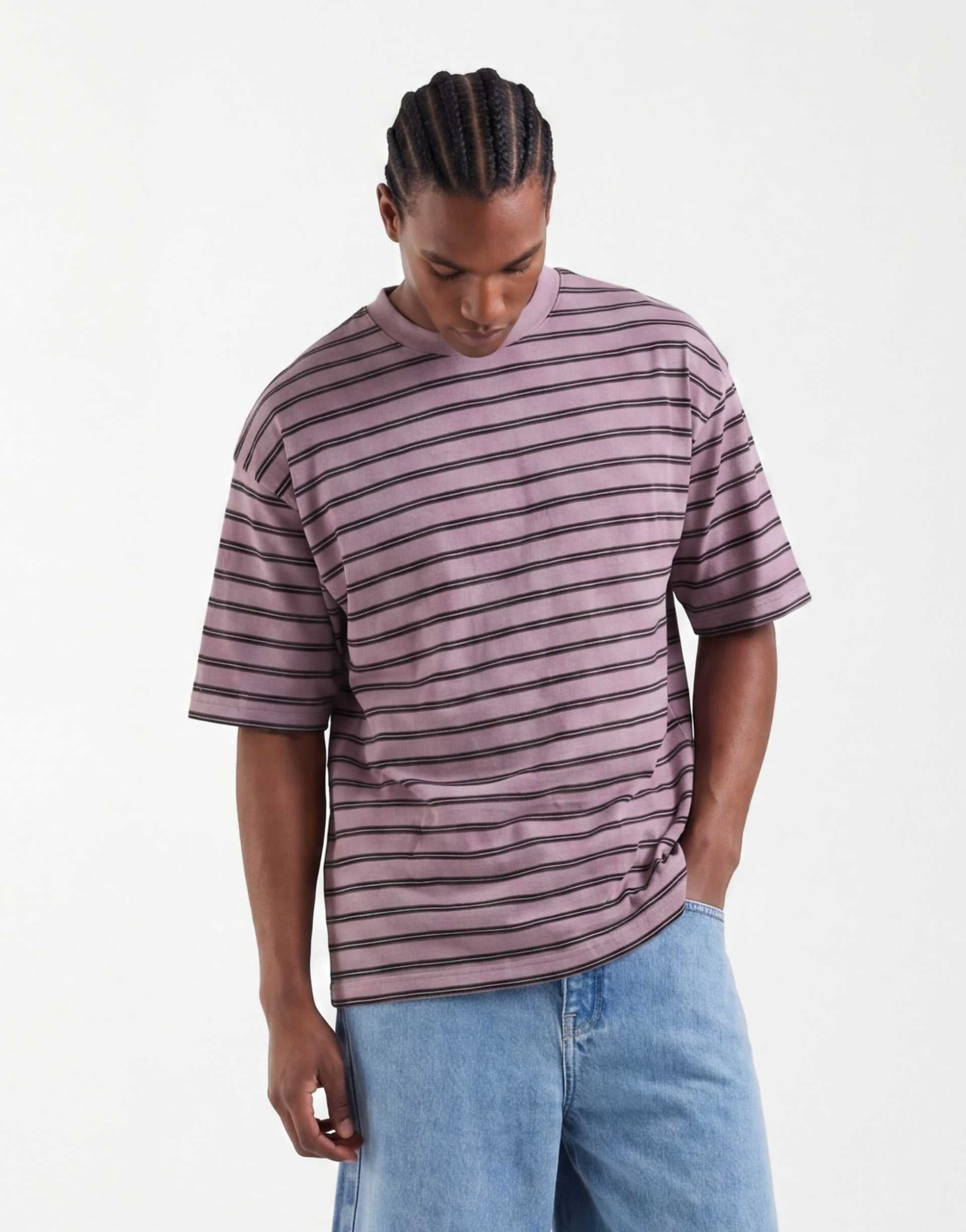 ASOS DESIGN oversized T-shirt in pink washed stripe