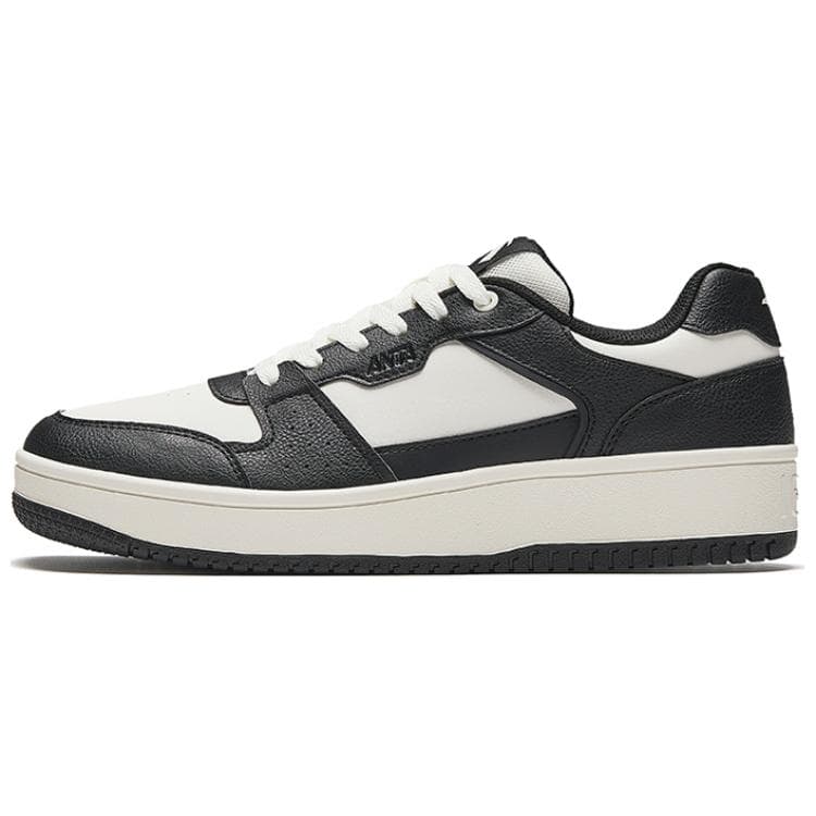 Anta Broken Bamboo Wear-Resistant Slip-Resistant Low-Top Skateboard Shoes Men Black White