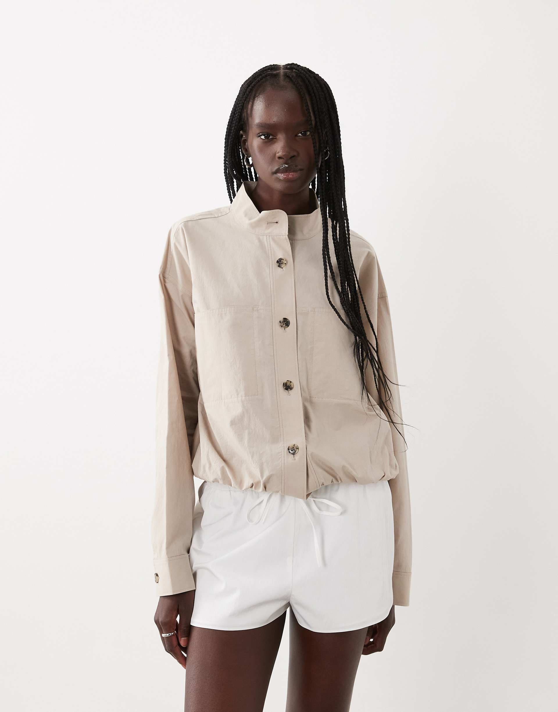 ARKET cotton sporty overshirt in light brown