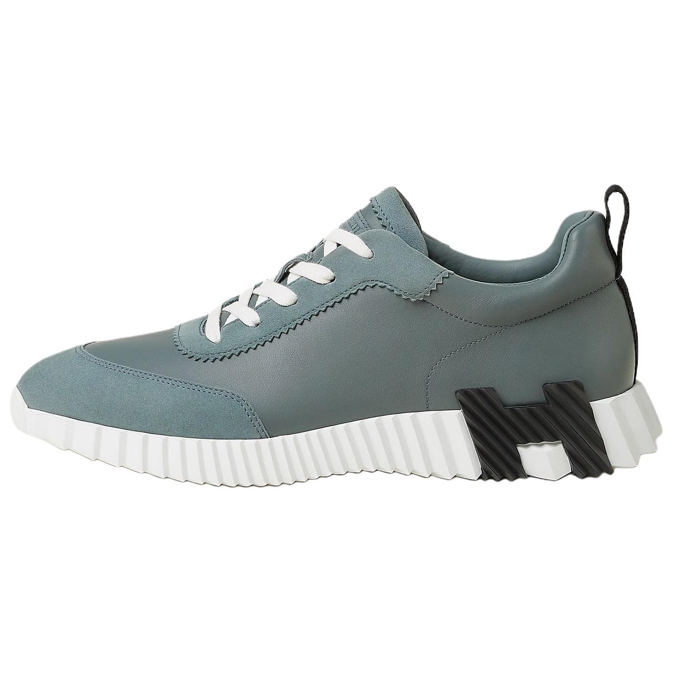 HERMES Bouncing Calfskin Round Toe Lace-Up Flat Low-Top Casual Lifestyle Shoes Men's Blue