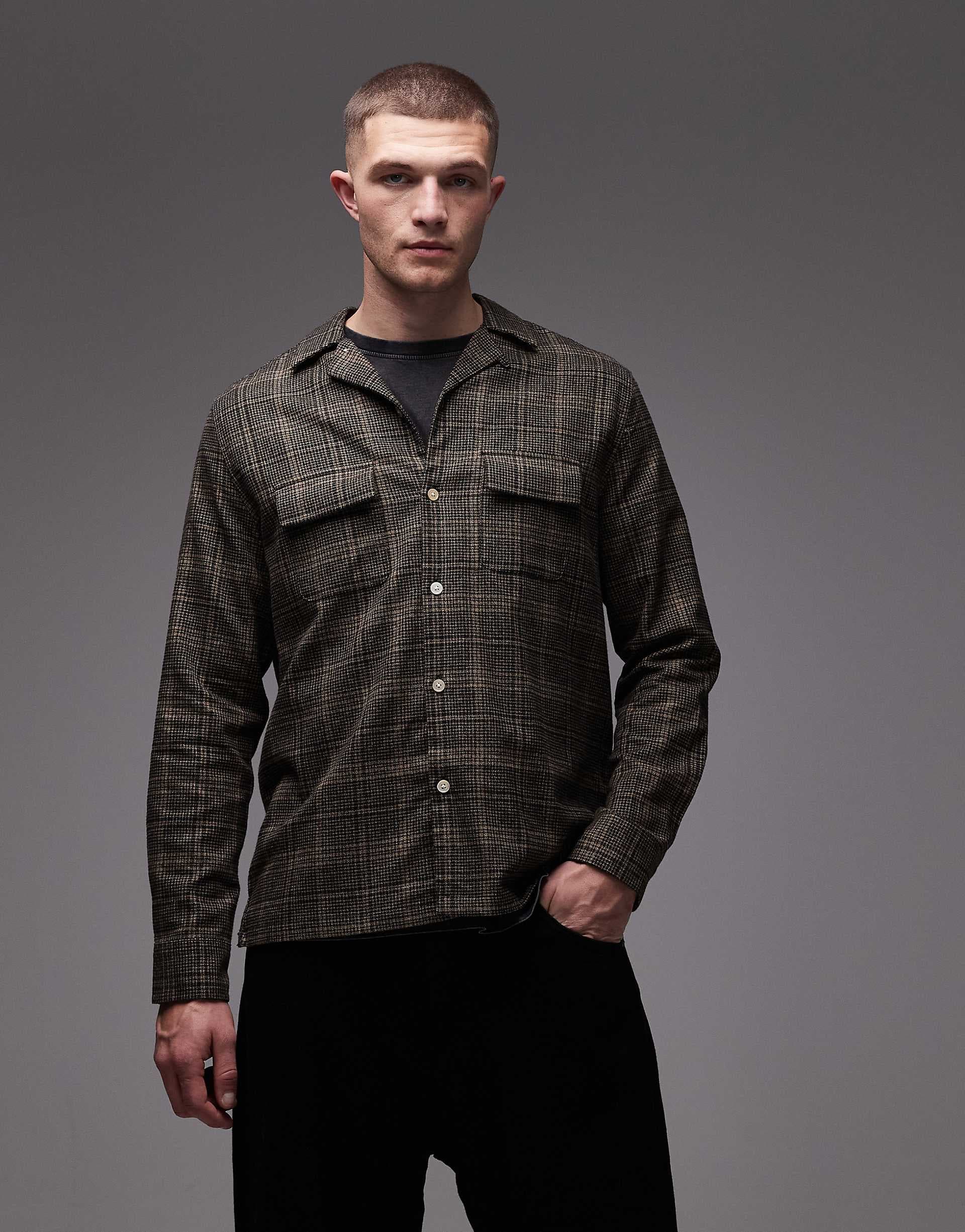 Allsaints saru plaid shirt in brown