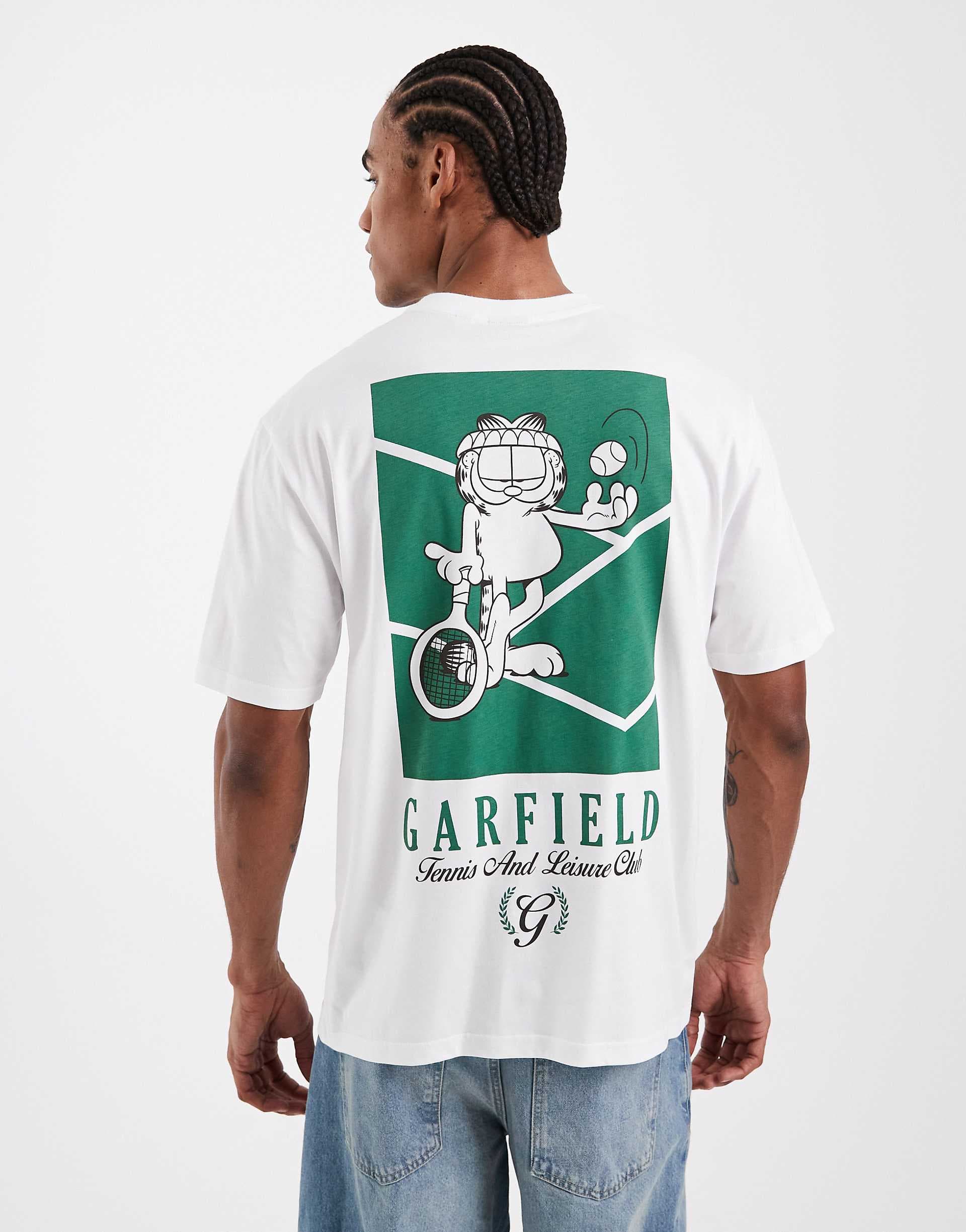 ONLY & SONS relaxed fit t-shirt with Garfield back print in white