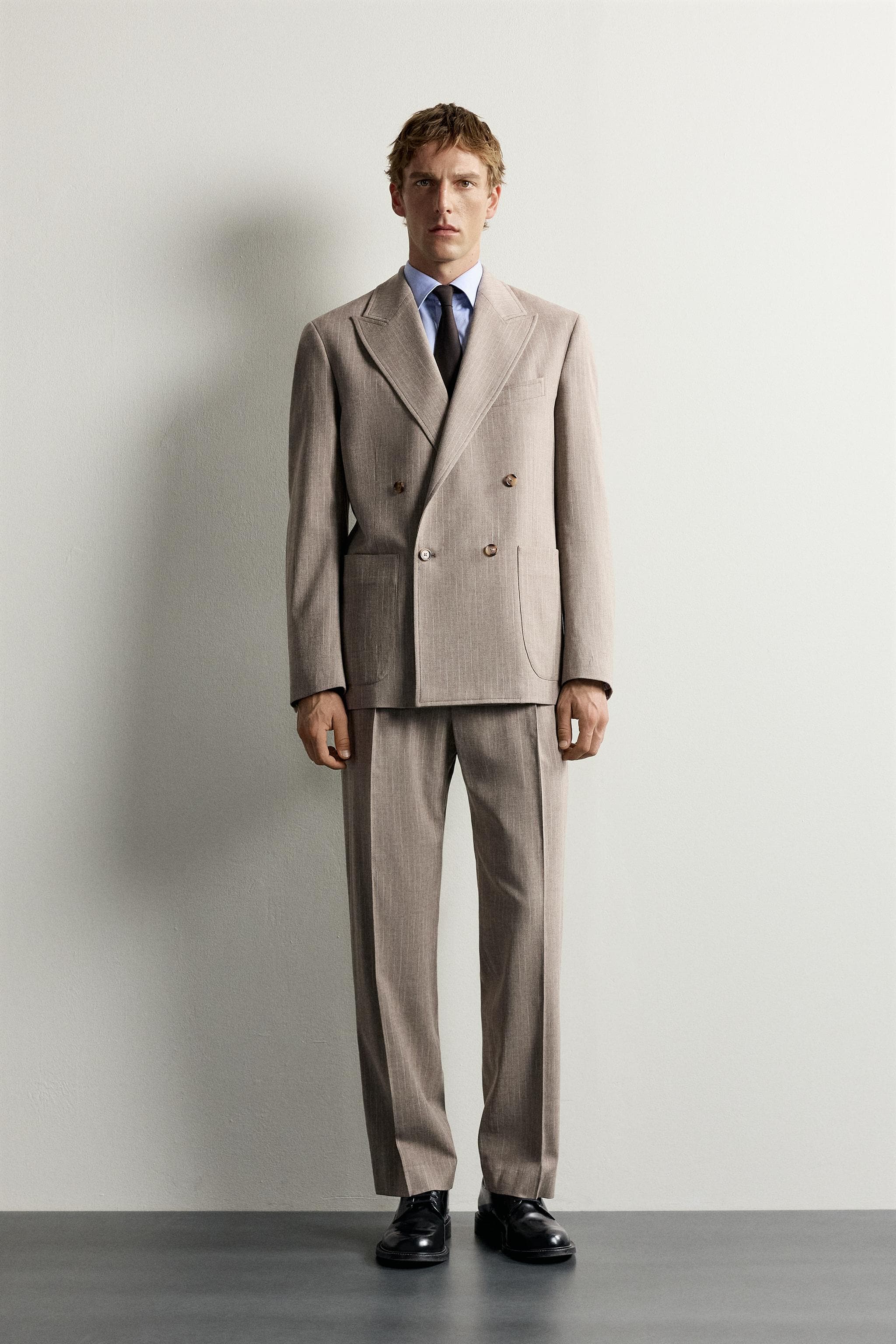 REGULAR FIT PINSTRIPE SUIT TROUSERS