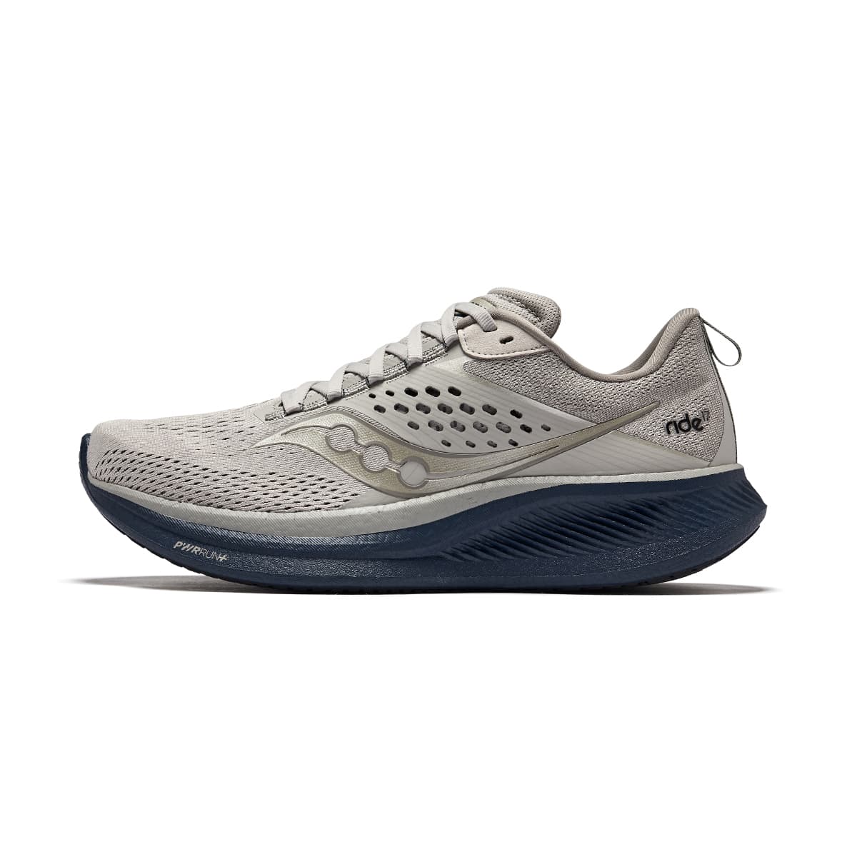 Saucony RIDE 17 Cushioning Low-Top Running Shoes Men's Light Gray