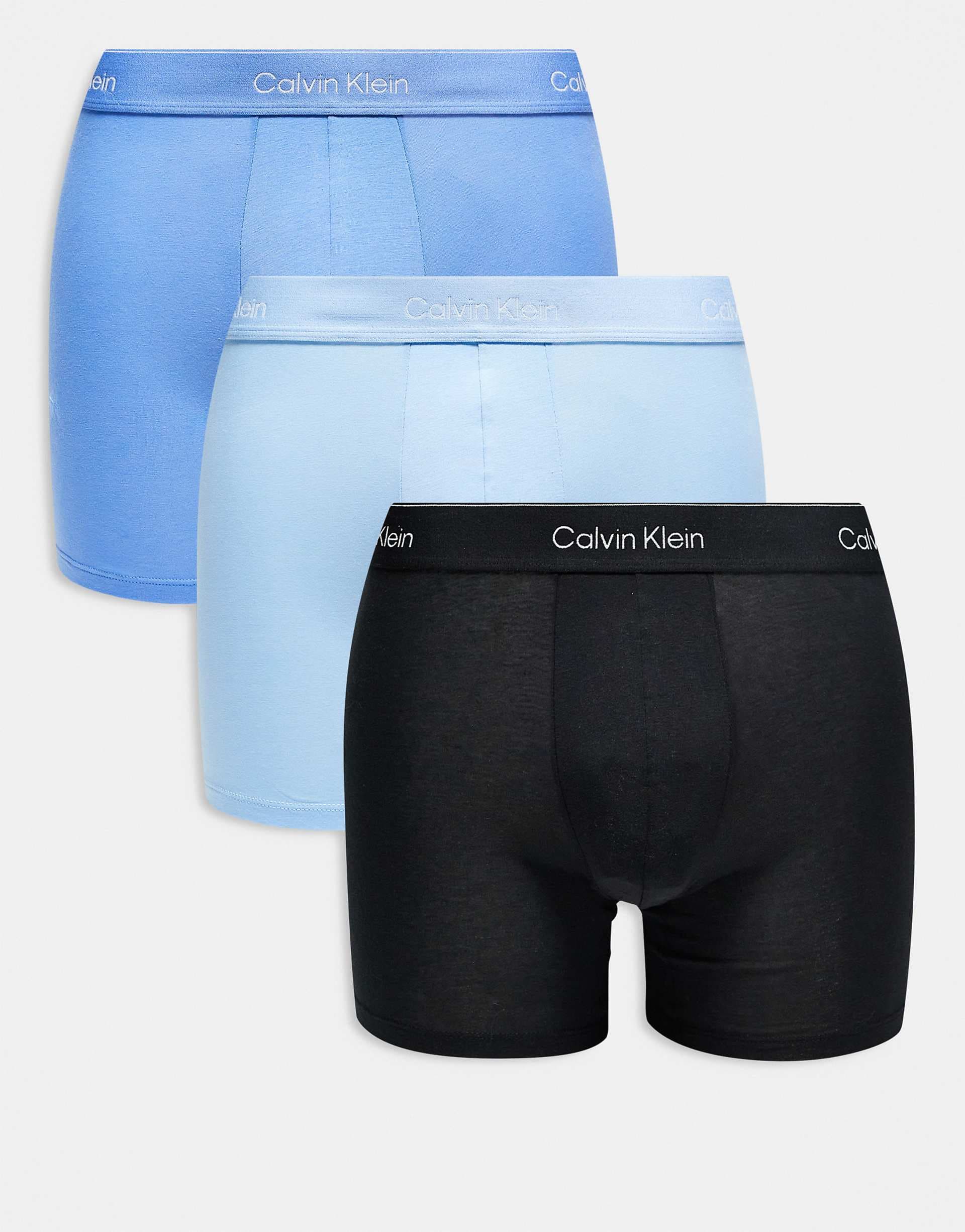 Calvin Klein Icon Cotton Stretch 3-pack boxer briefs in blue tones