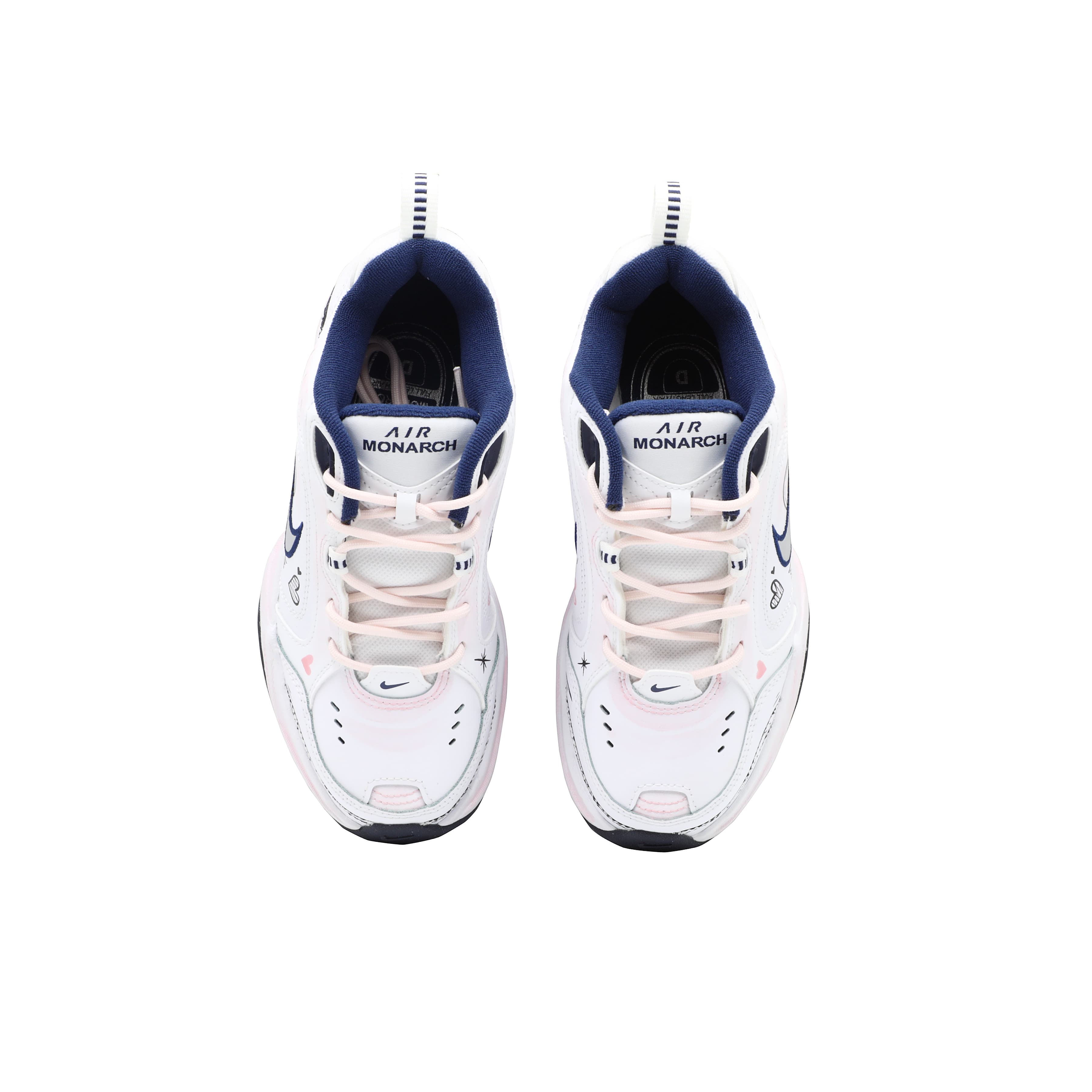 Nike Air Monarch 4 Cushioned Wear-Resistant Slip-Resistant Low-Top Chunky Sneakers Unisex White Pink