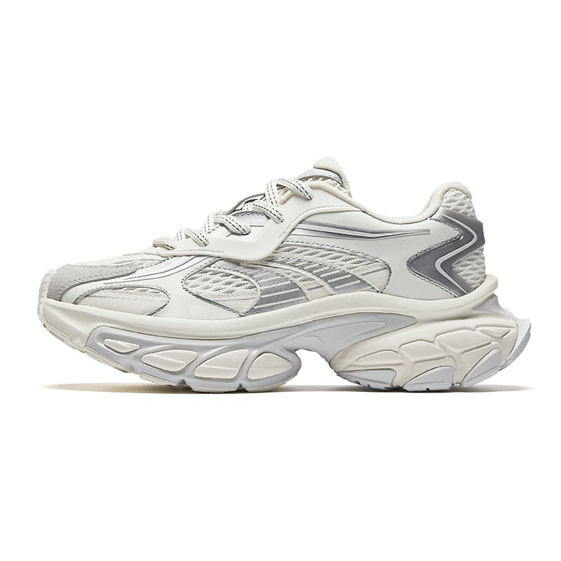 Anta Star Moon Slip-Resistant Breathable Low-Top Chunky Sneakers Men's White Silver