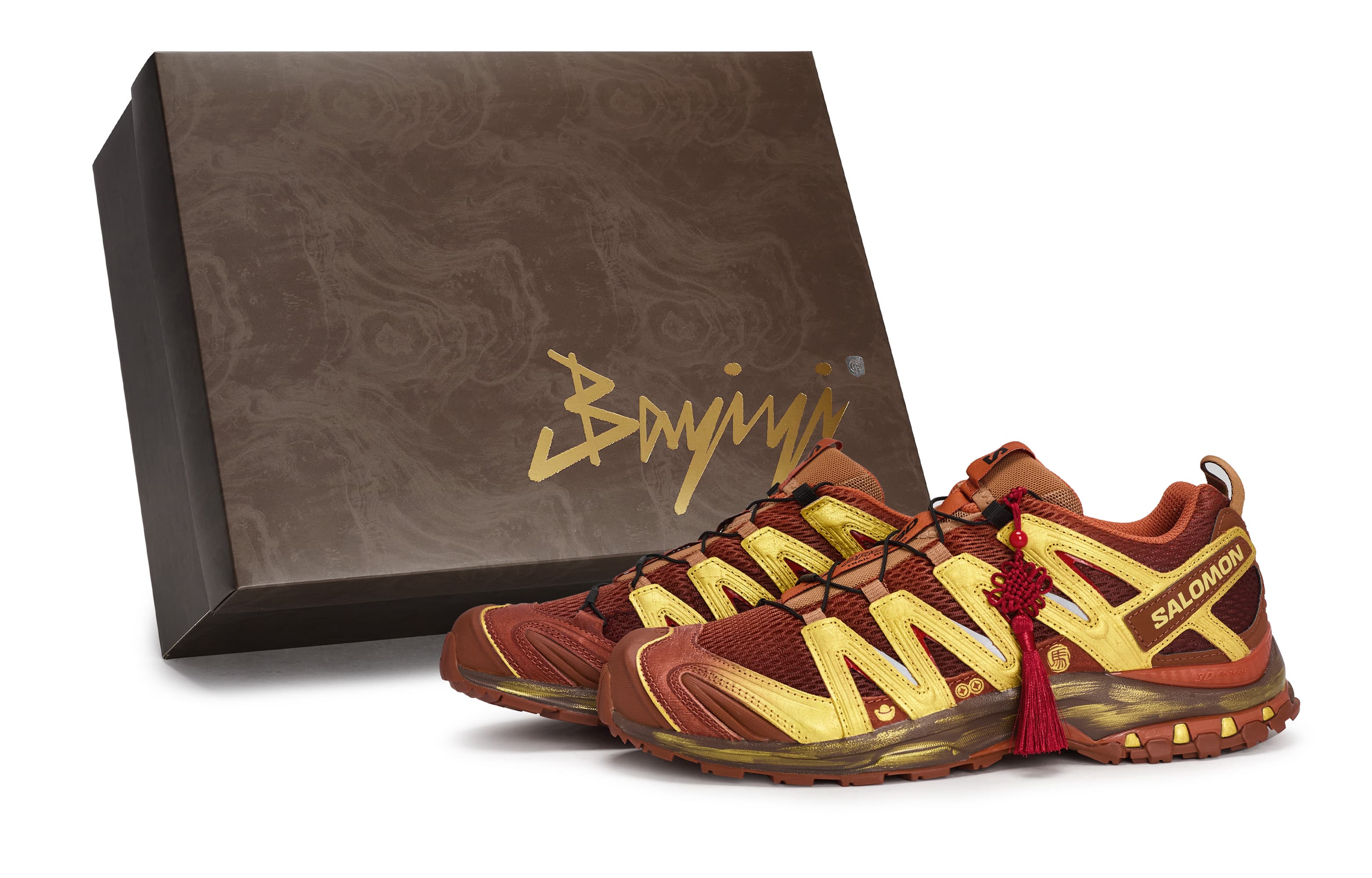 SALOMON XA PRO 3D 811 Made 'Fu Ma Ying Xin' Special Box CNY New Year Series Year of the Horse Chinese Red Low-Top Running Shoes Unisex Red Gold