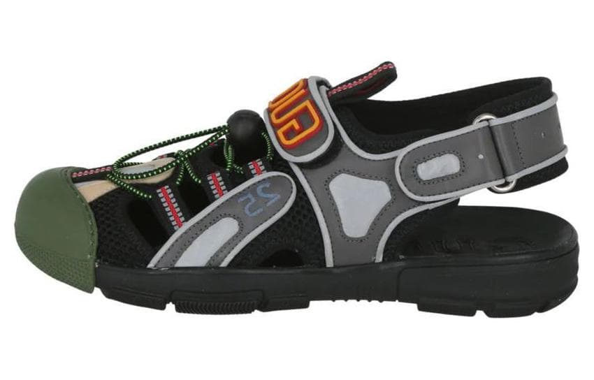 GUCCI Tinsel Sports Sandal Black Silver Green