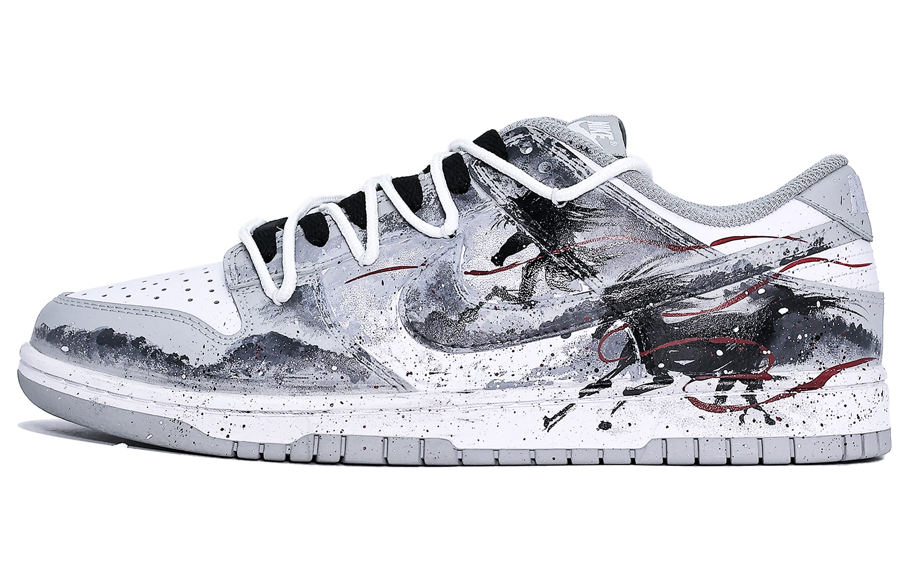 Custom Nike Dunk 'Galloping Horse' Unisex Low-Top Sneakers Grey White Black
