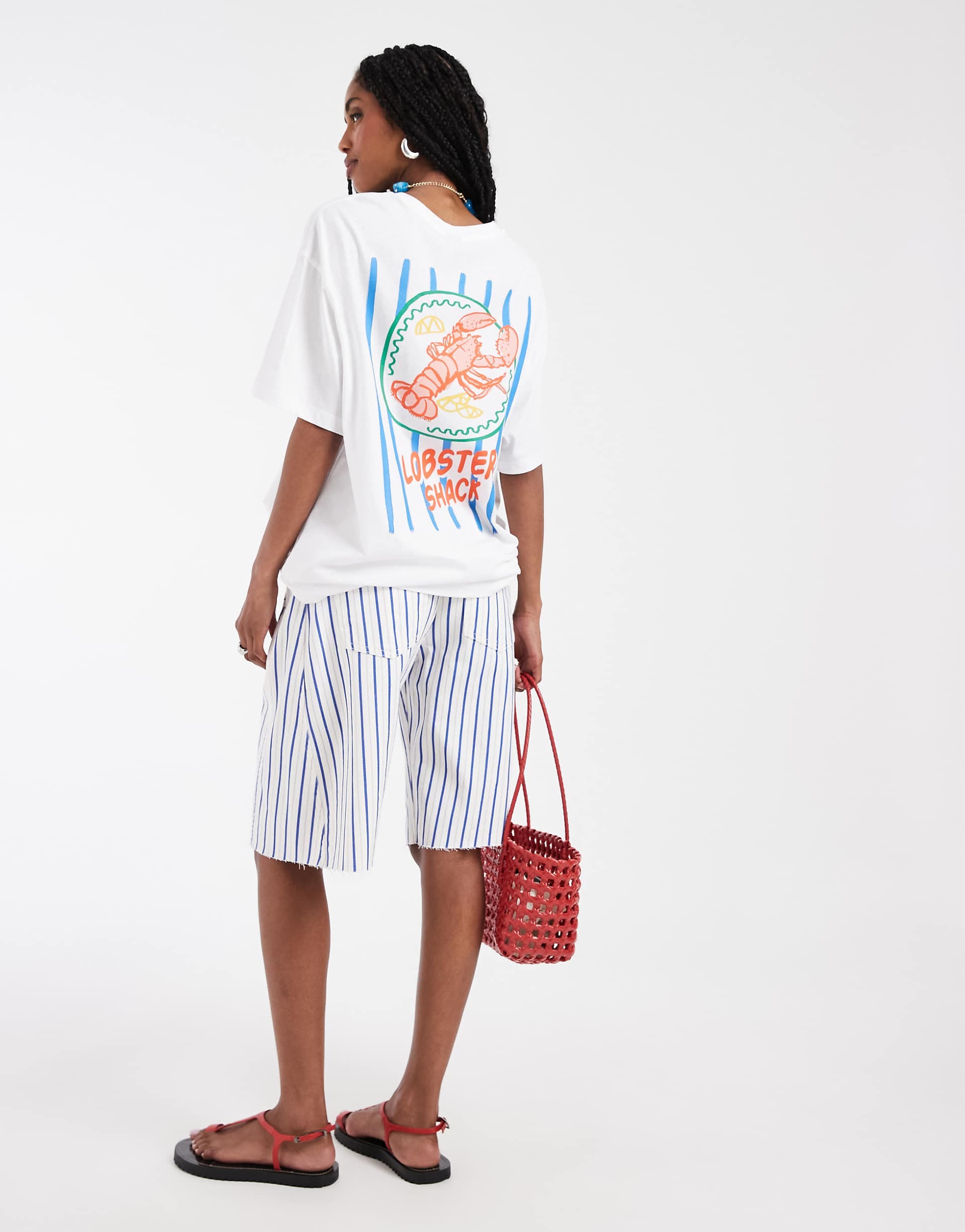 Vero Moda lobster oversized graphic T-shirt in white