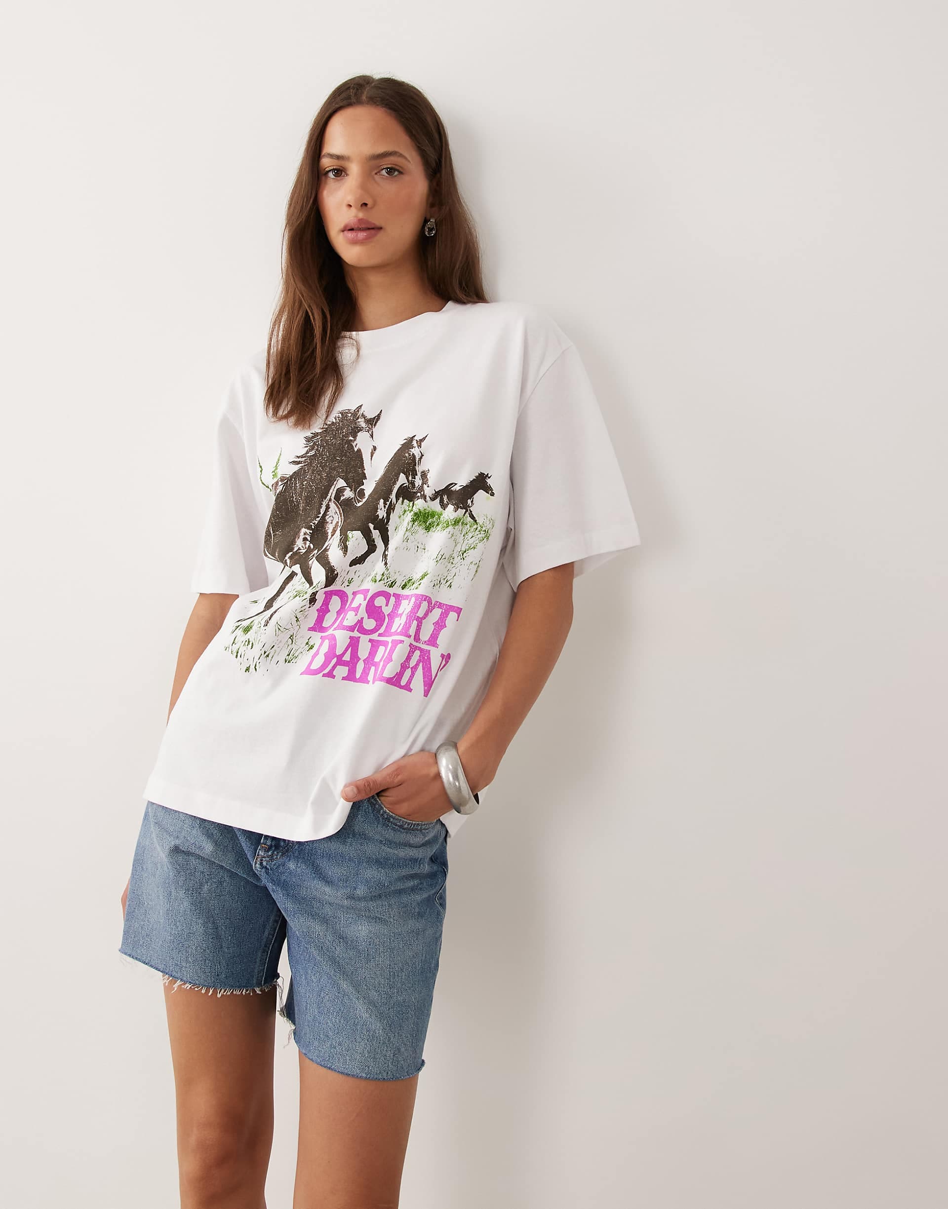 ASOS DESIGN oversized Desert Darlin' graphic top in white