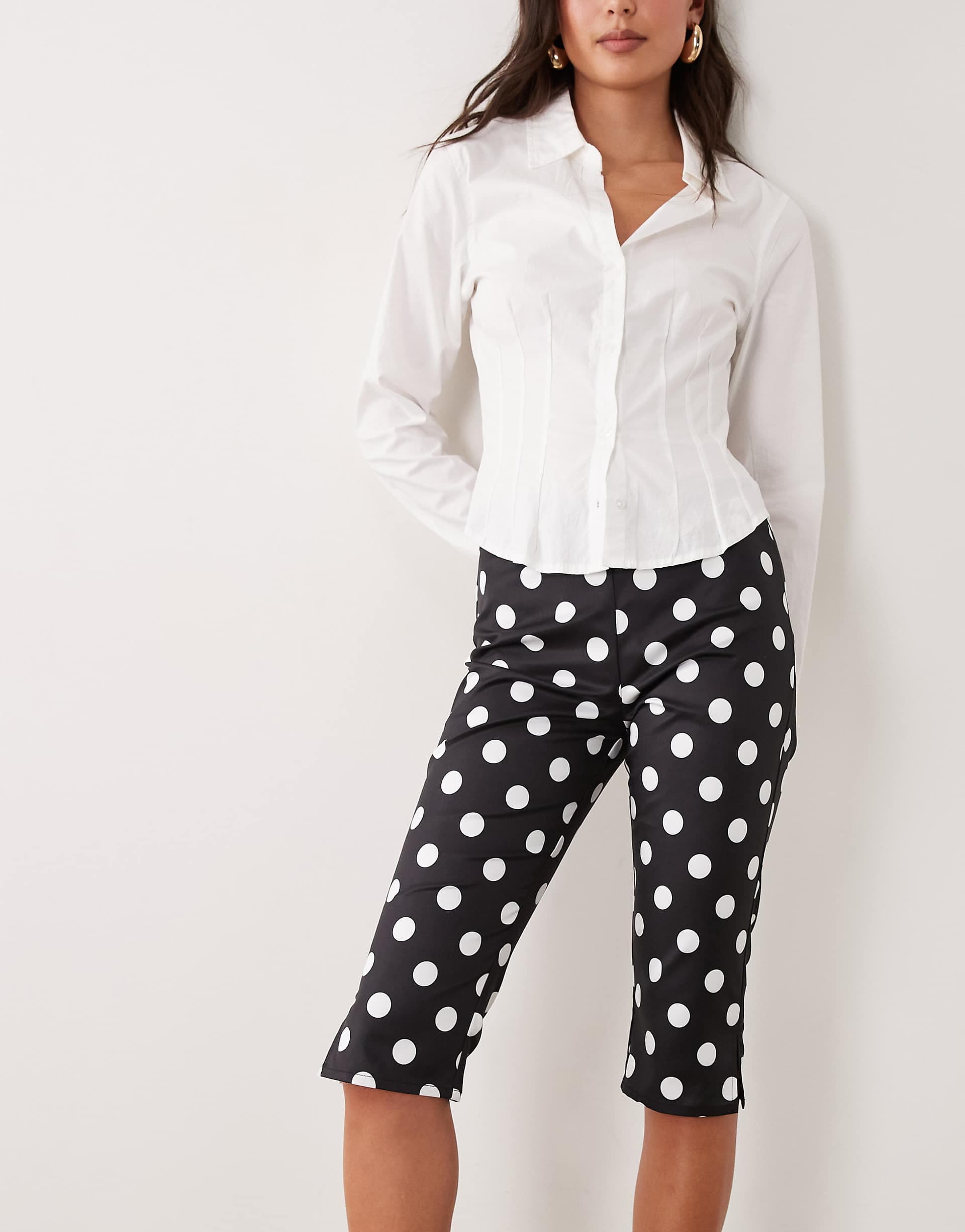 The Frolic exclusive capri pants in black polka dot
