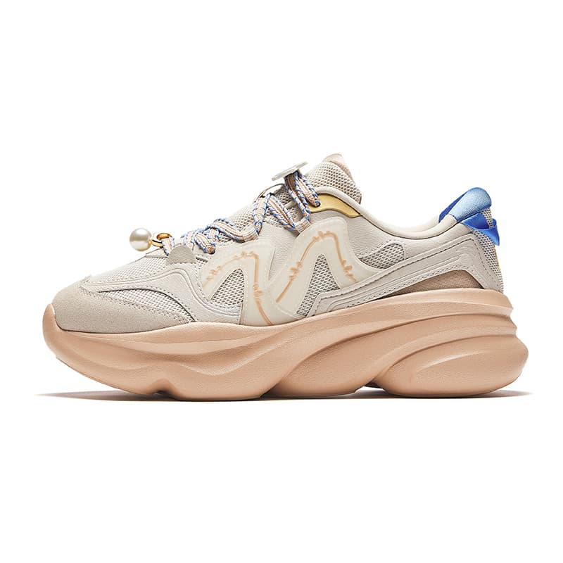 POP MART X Molly x Anta Collaboration 'ART TIME' Low Top Casual Shoes Women's Beige Brown