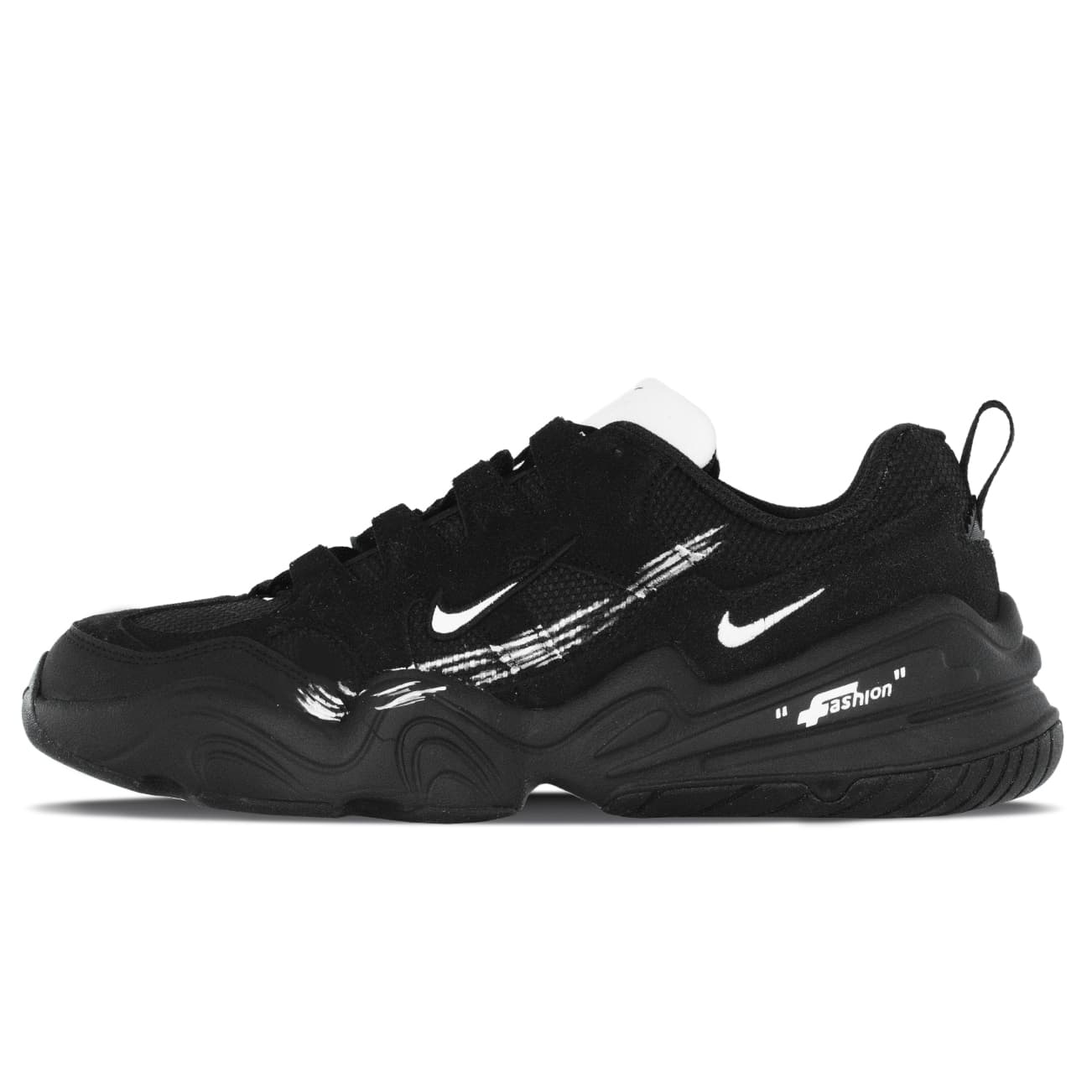 CUSTOM SNEAKERS: Nike Tech Hera Fashion Versatile 'Black Warrior' Design Sense Premium Niche 'Black Starry Sky' Graffiti Hand-Drawn Cushion Wear-Resistant Low-Top Casual Shoes Unisex Black