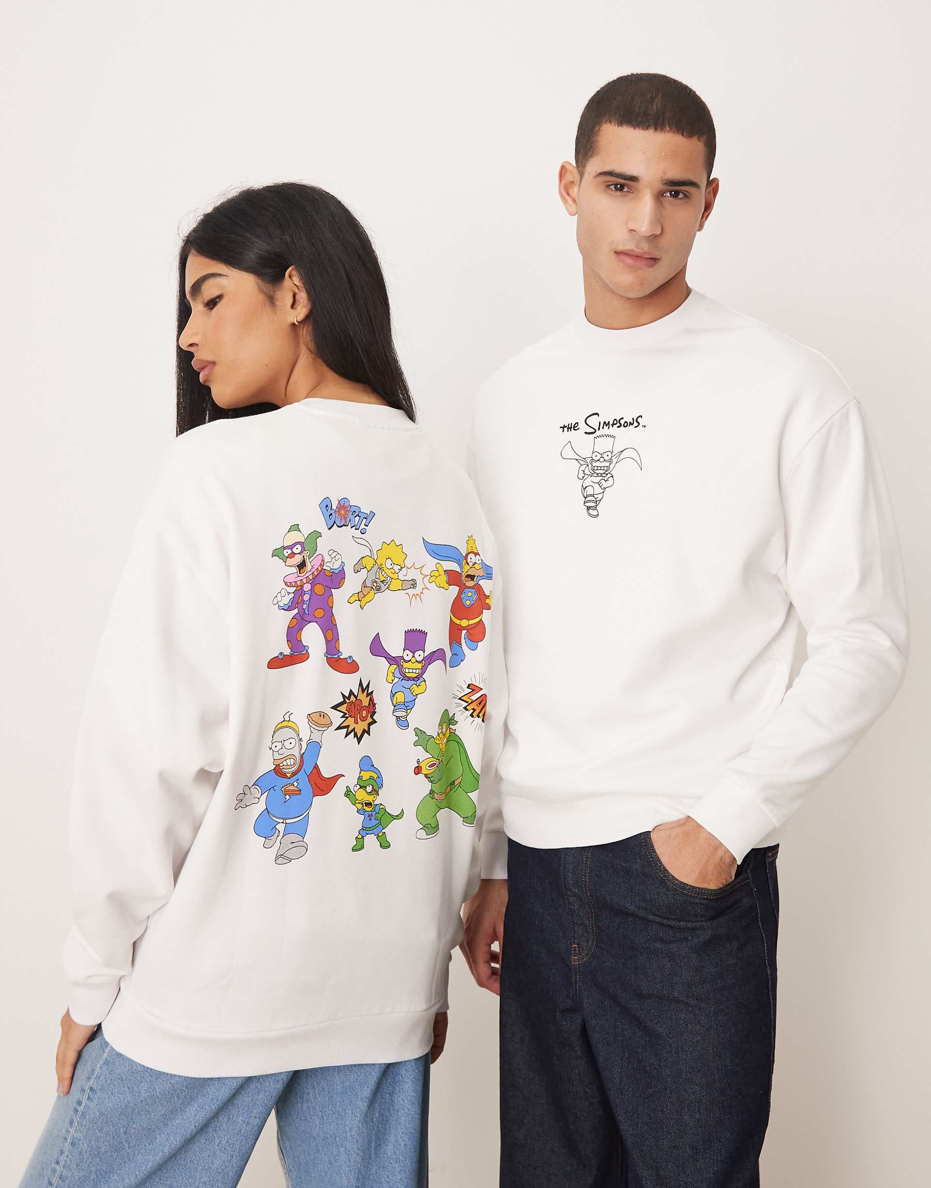 ASOS DESIGN unisex oversized T-shirt with THE SIMPSONS print in white