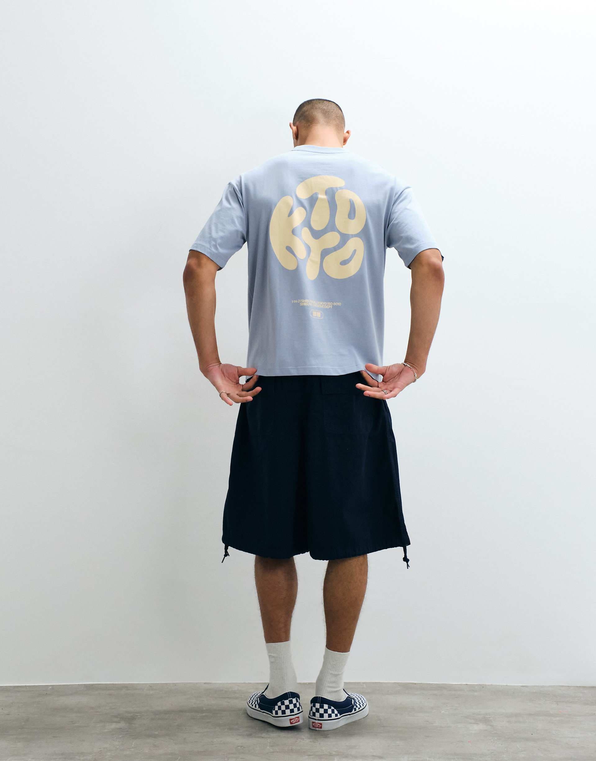 ASOS DESIGN oversized t-shirt with Kyoto text print in blue