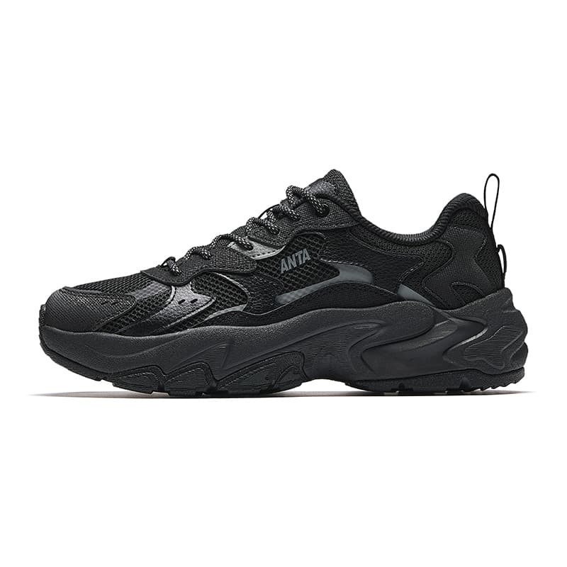 Anta 'Starry Sea 2.0' Trendy Fashion Casual Versatile Platform Heightening Soft Sole Comfort Shock Absorption Wear-Resistant Lightweight Low-Top Dad Shoes Women's Black Grey