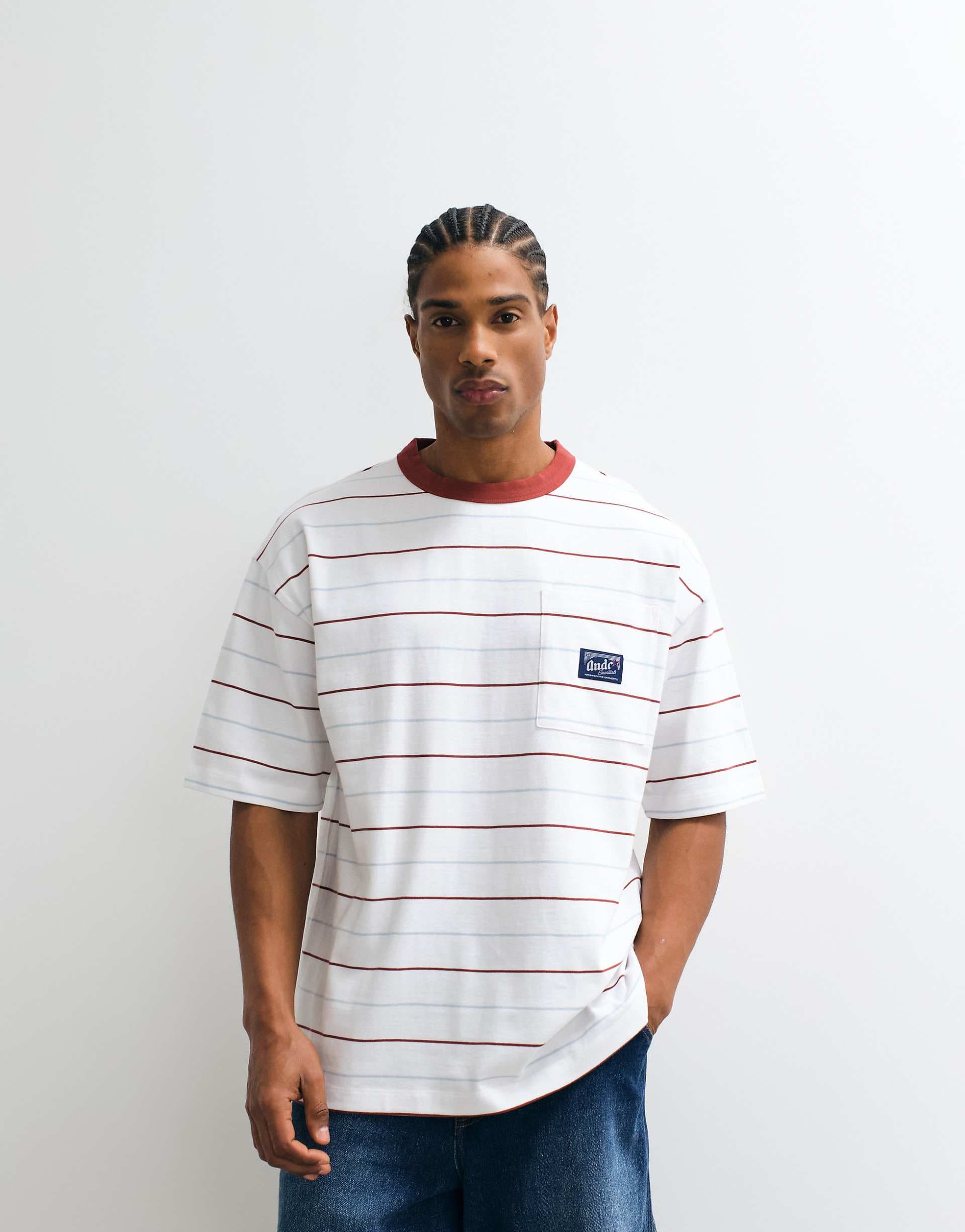 ASOS DESIGN heavyweight oversized T-shirt in white striped print
