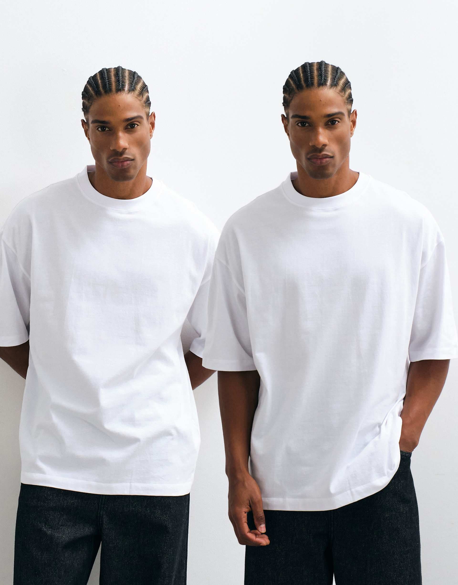 ASOS DESIGN essentials 2 pack oversized T-shirts in white