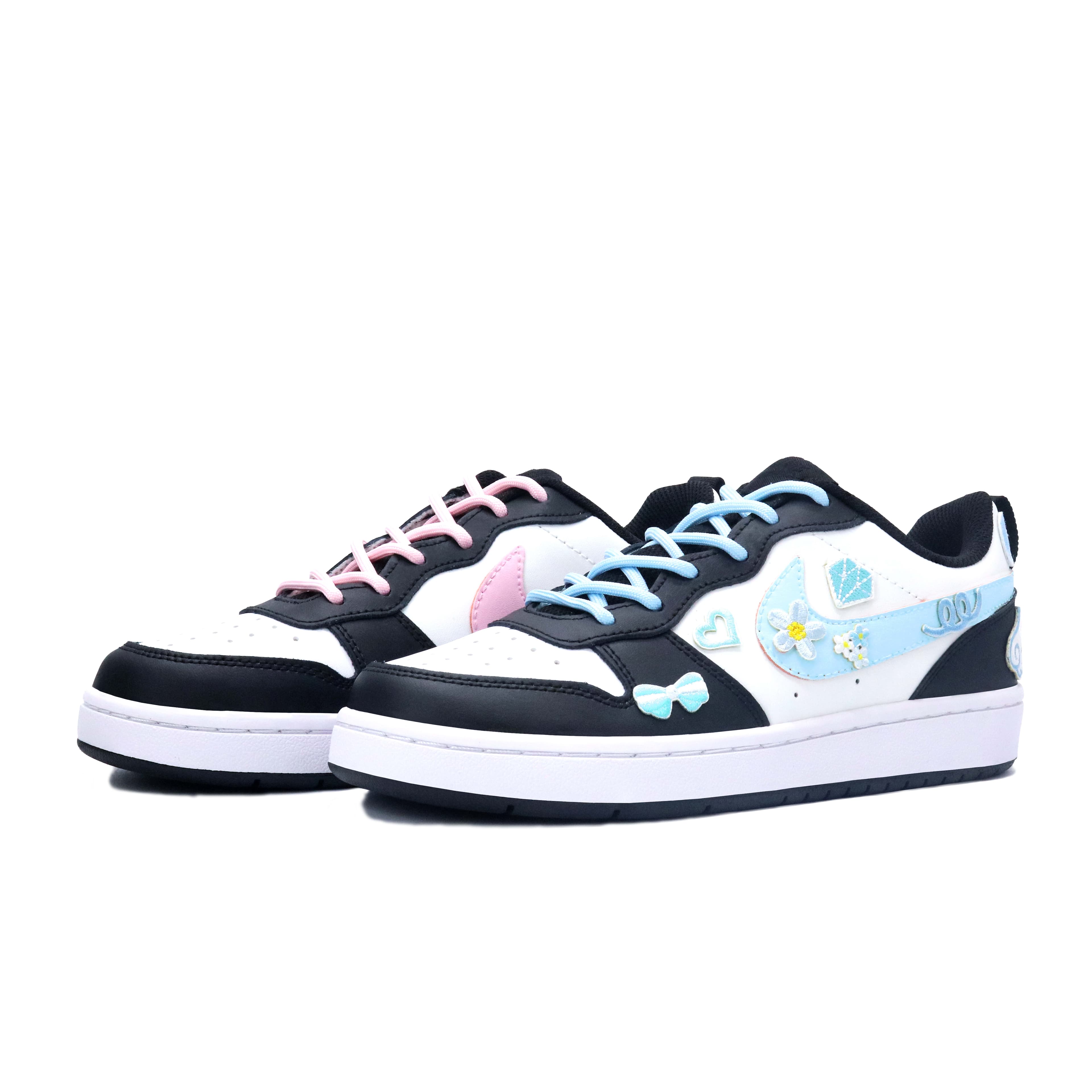 Nike Court Borough 2 Lightweight And Breathable Low-Top Skateboard Shoes Women's Blue Pink