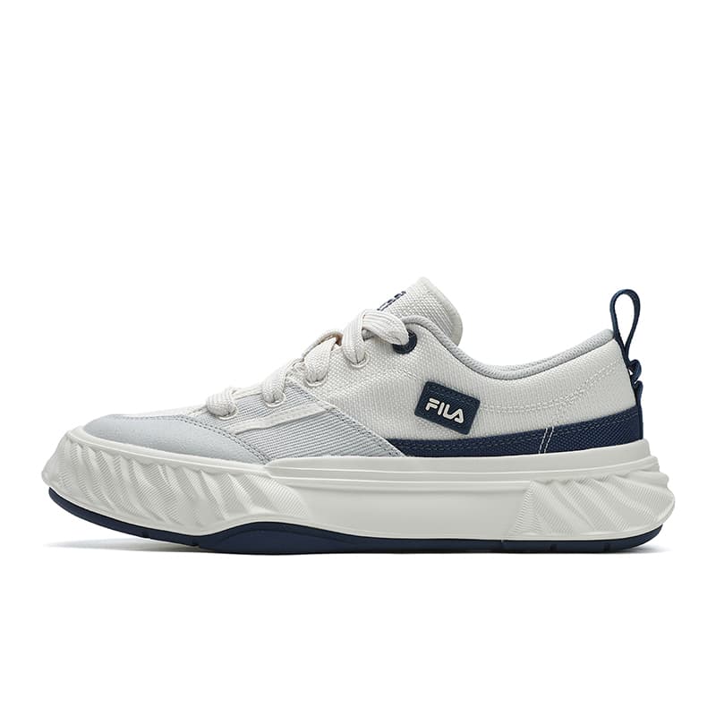 FILA Fosso Chuanxing Shoes Versatile Trendy Fashion Sport Casual Retro Classic Minimalist Low-Top Canvas Shoes Men's White Gray