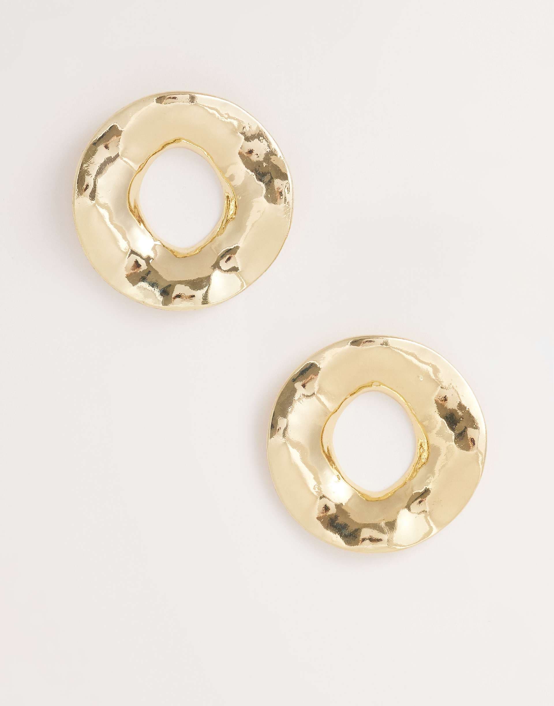 Kaiia exclusive oversized hammered metal earrings in gold tone