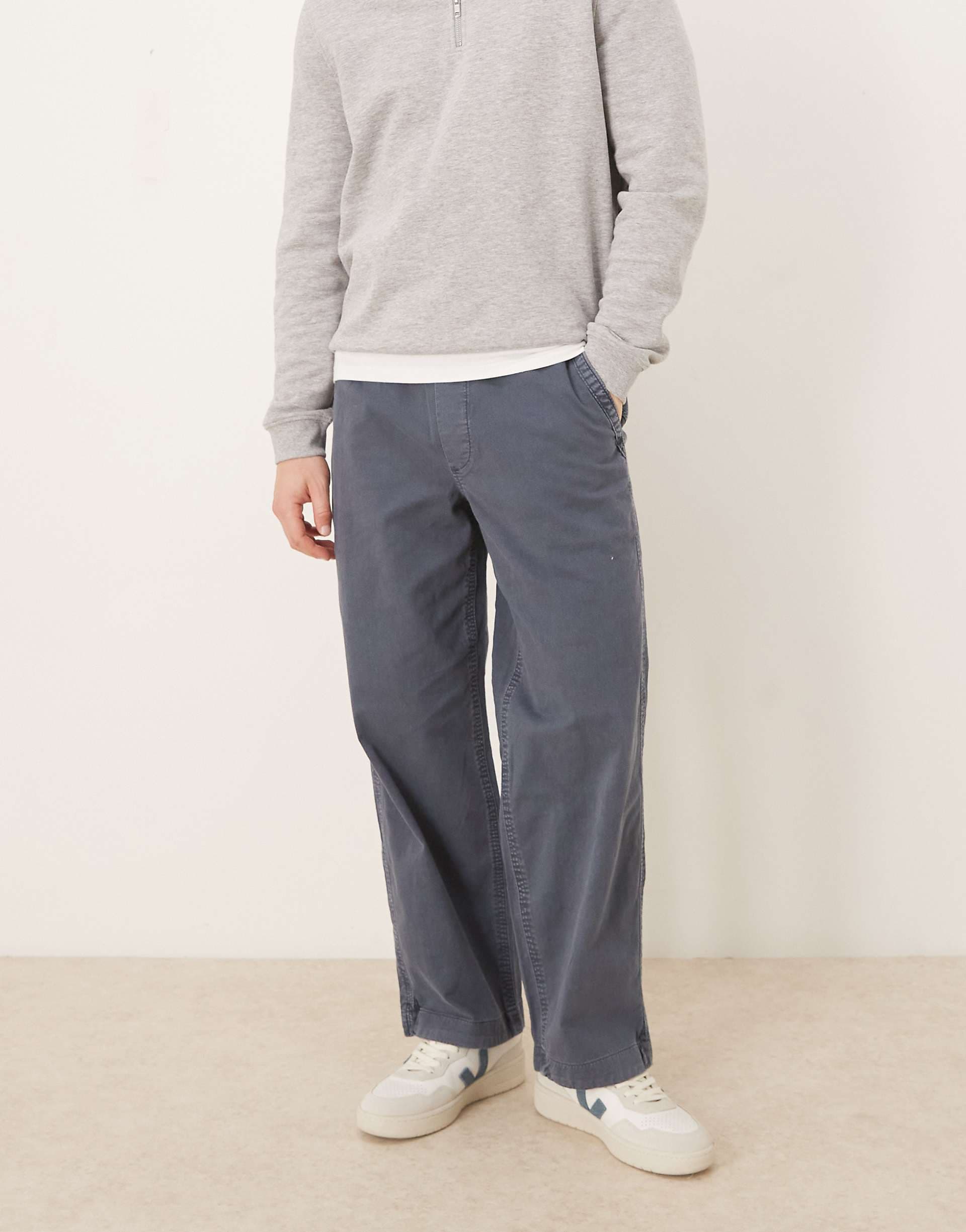 Abercrombie & Fitch baggy fit pull on pants in navy