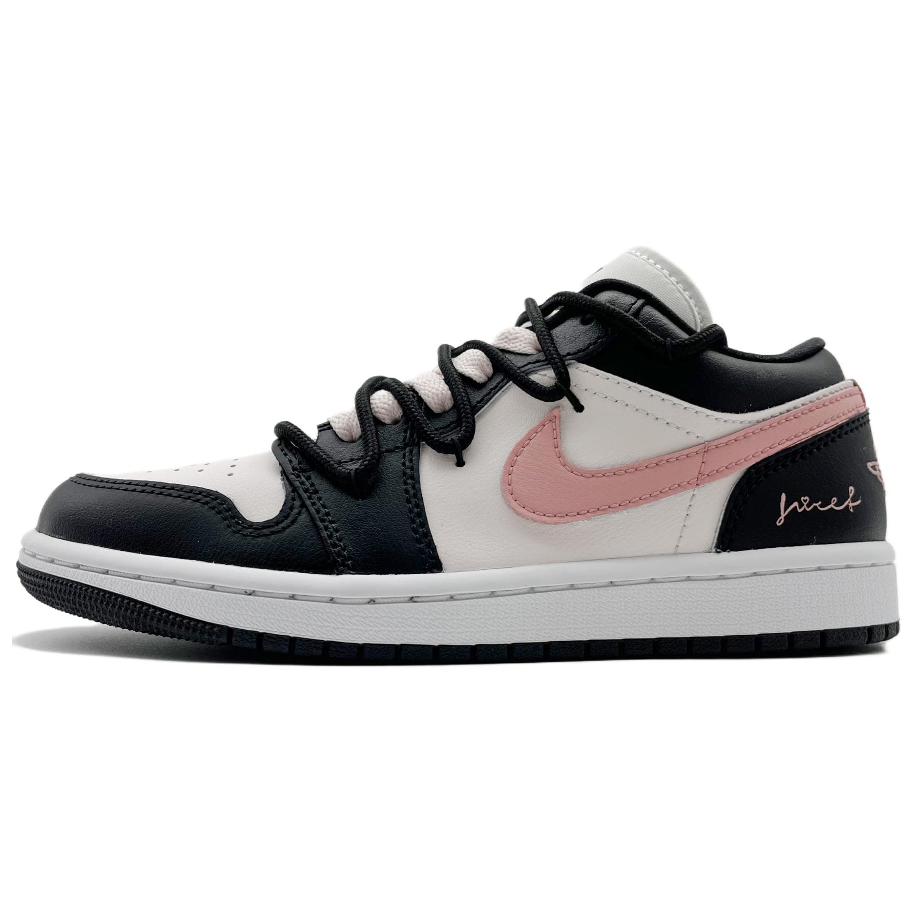 Jordan Air Jordan 1 Anti-Slip Wear-Resistant Low-Top Vintage Basketball Shoes Women's Black Pink