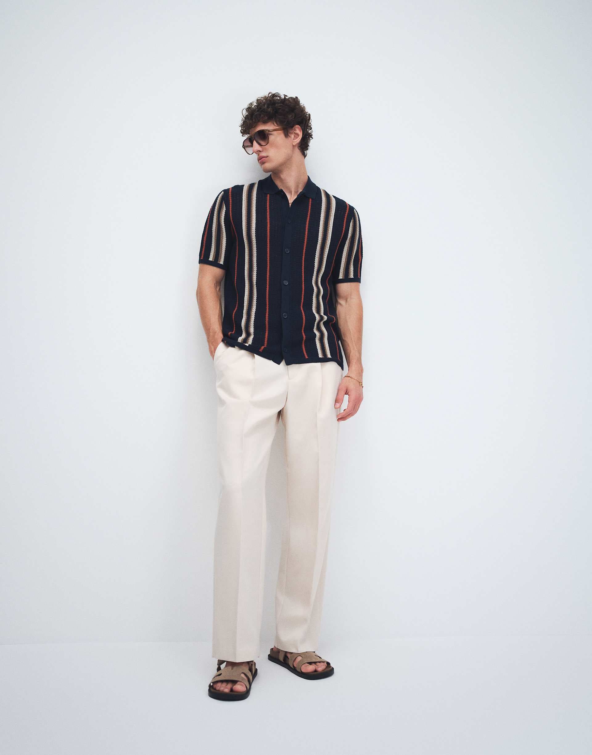 ASOS DESIGN smart pleated wide leg pants in ecru