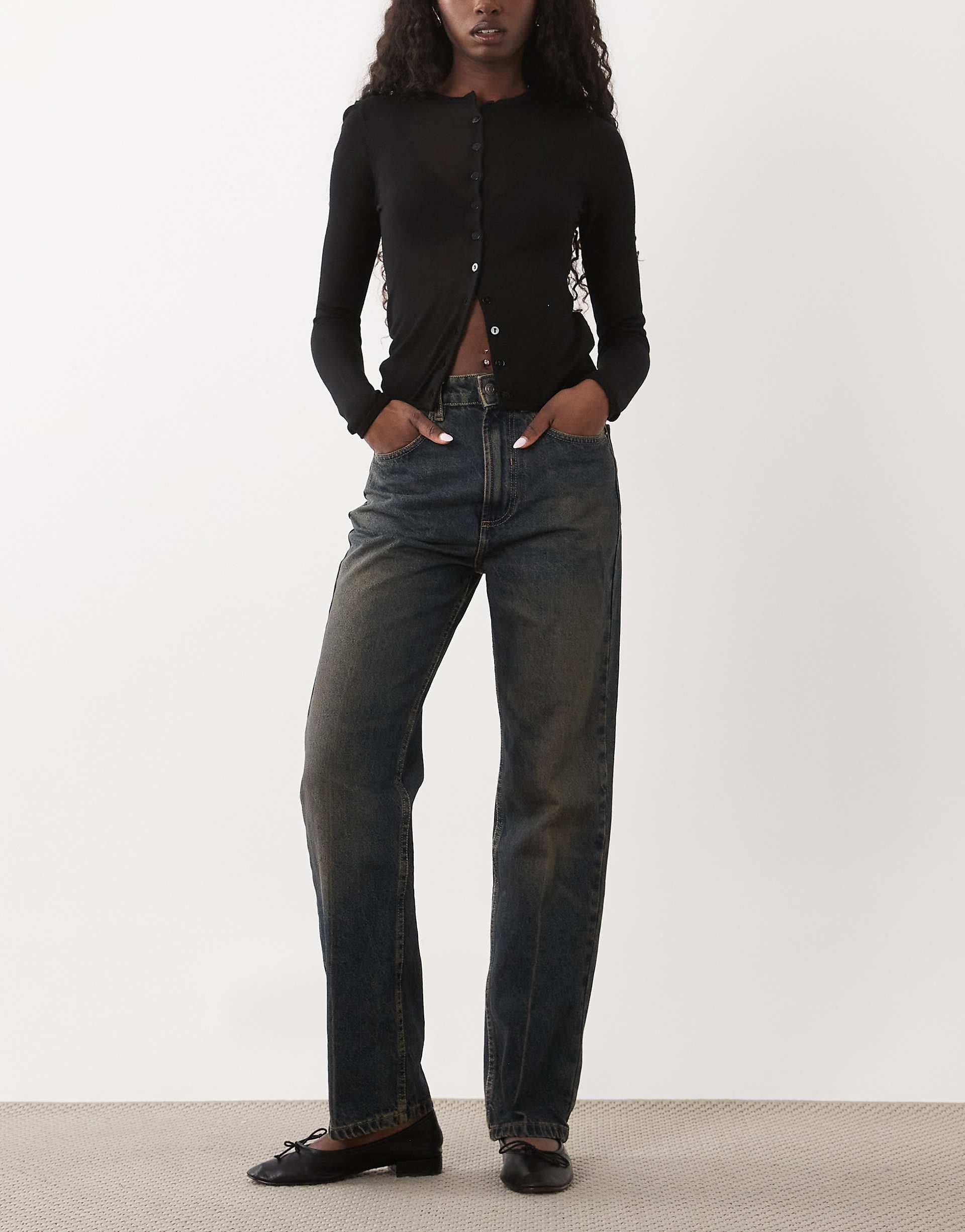 Mango Tere slim jeans in dirty blue wash