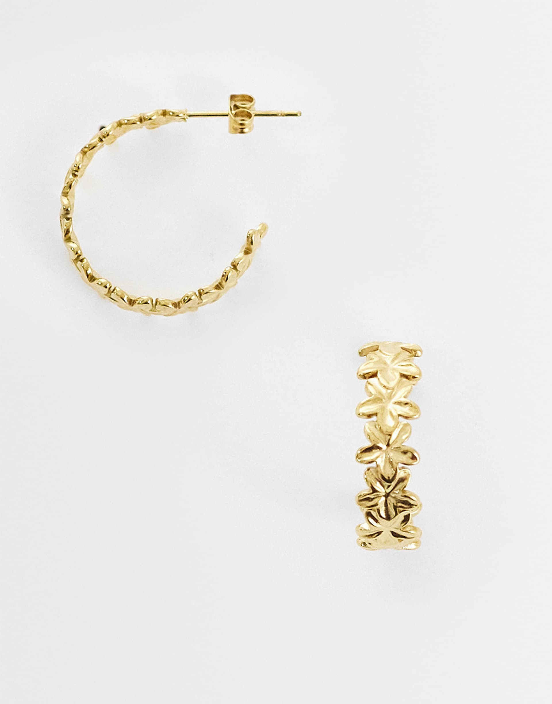Lost Souls multiflower hoop earrings in 18k gold plated