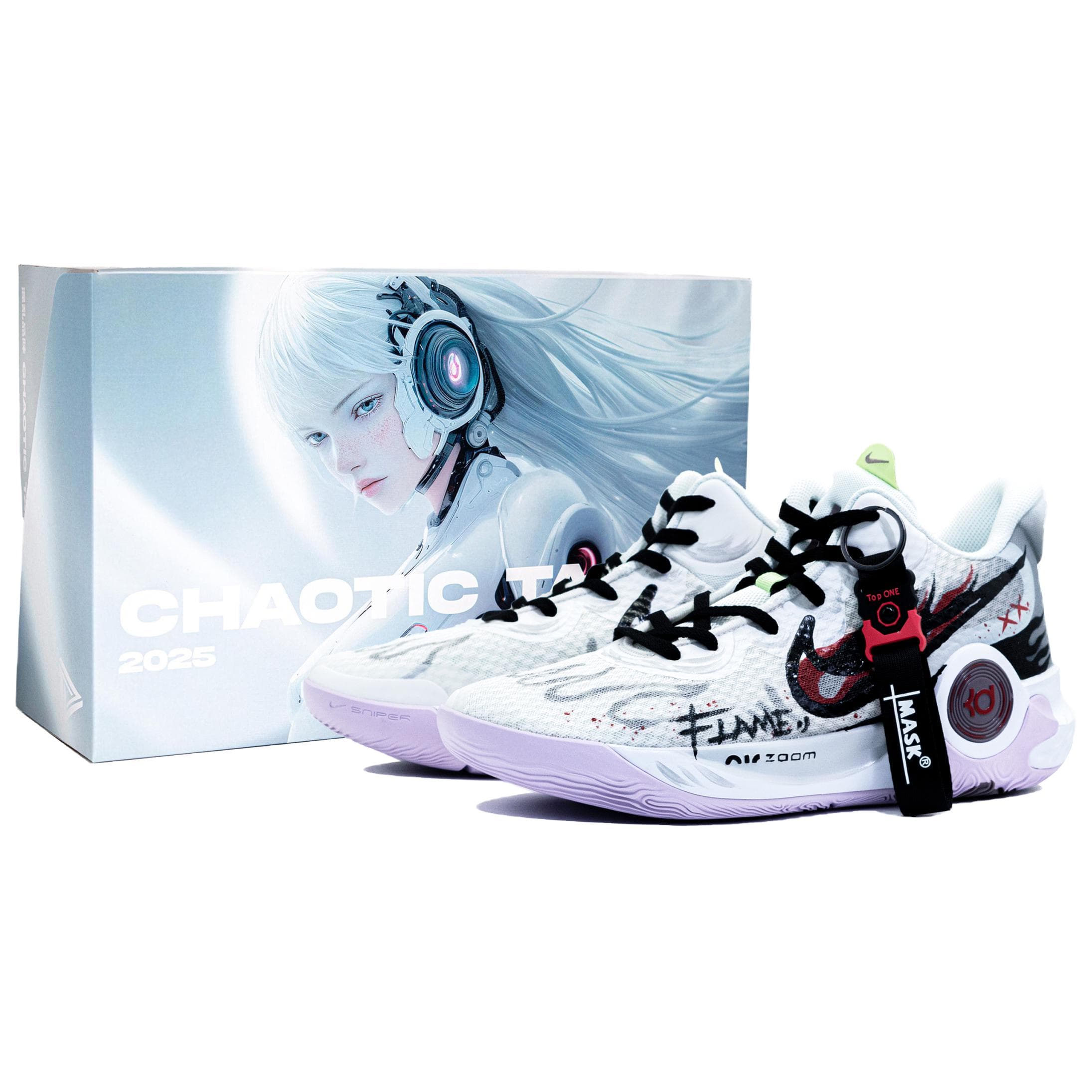 Custom Sneakers Nike KD Trey 5 IX 'Shadow' Spray Paint Special Box Flame Graffiti Gradient Slip-Resistant Wear-Resistant Mid-Top Basketball Shoes Men's Dark Gray