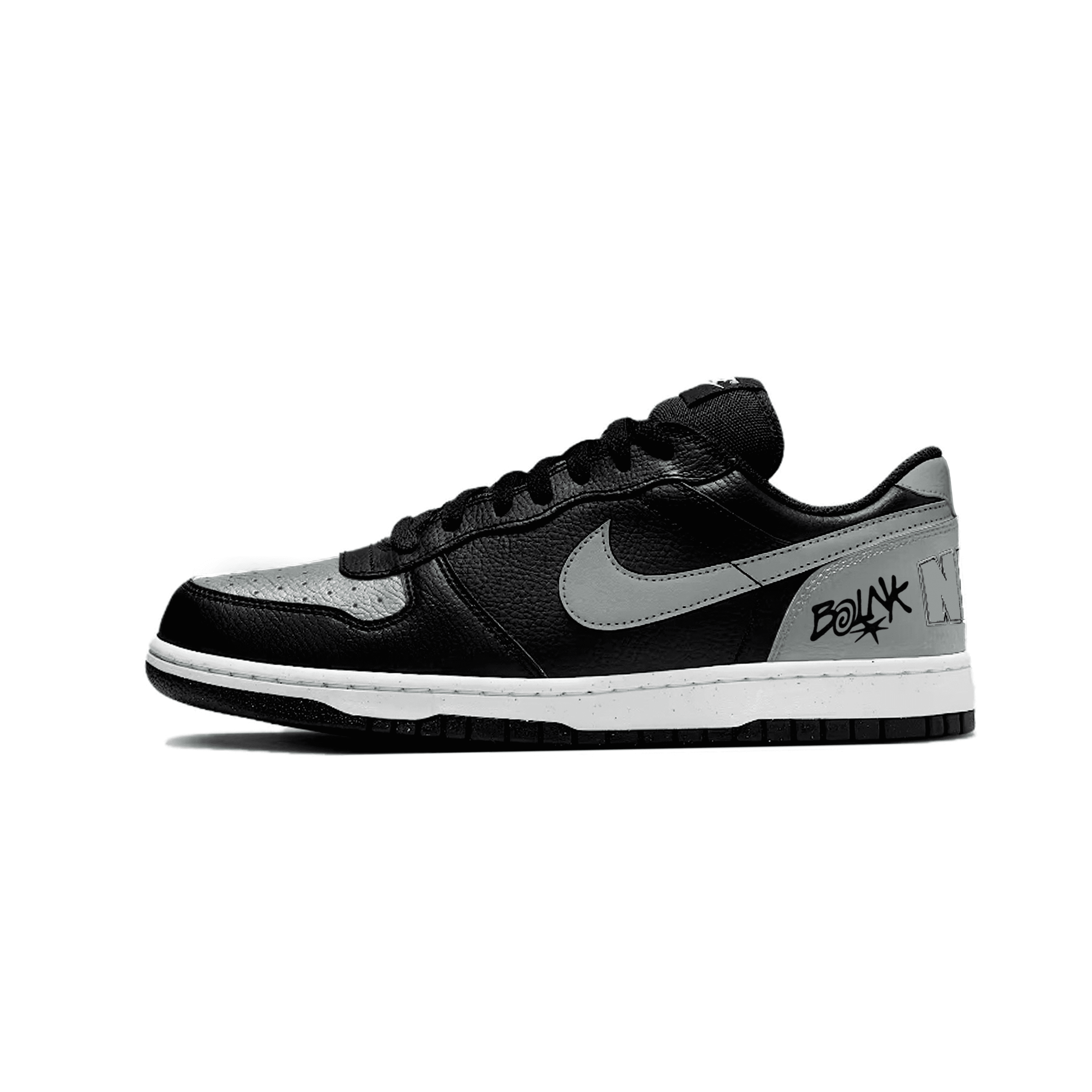 Custom Sneakers Nike Big NIKE LOW 'Crow Seal Script' Versatile Wear-Resistant Breathable Low-Top Skate Shoes Unisex Black Grey