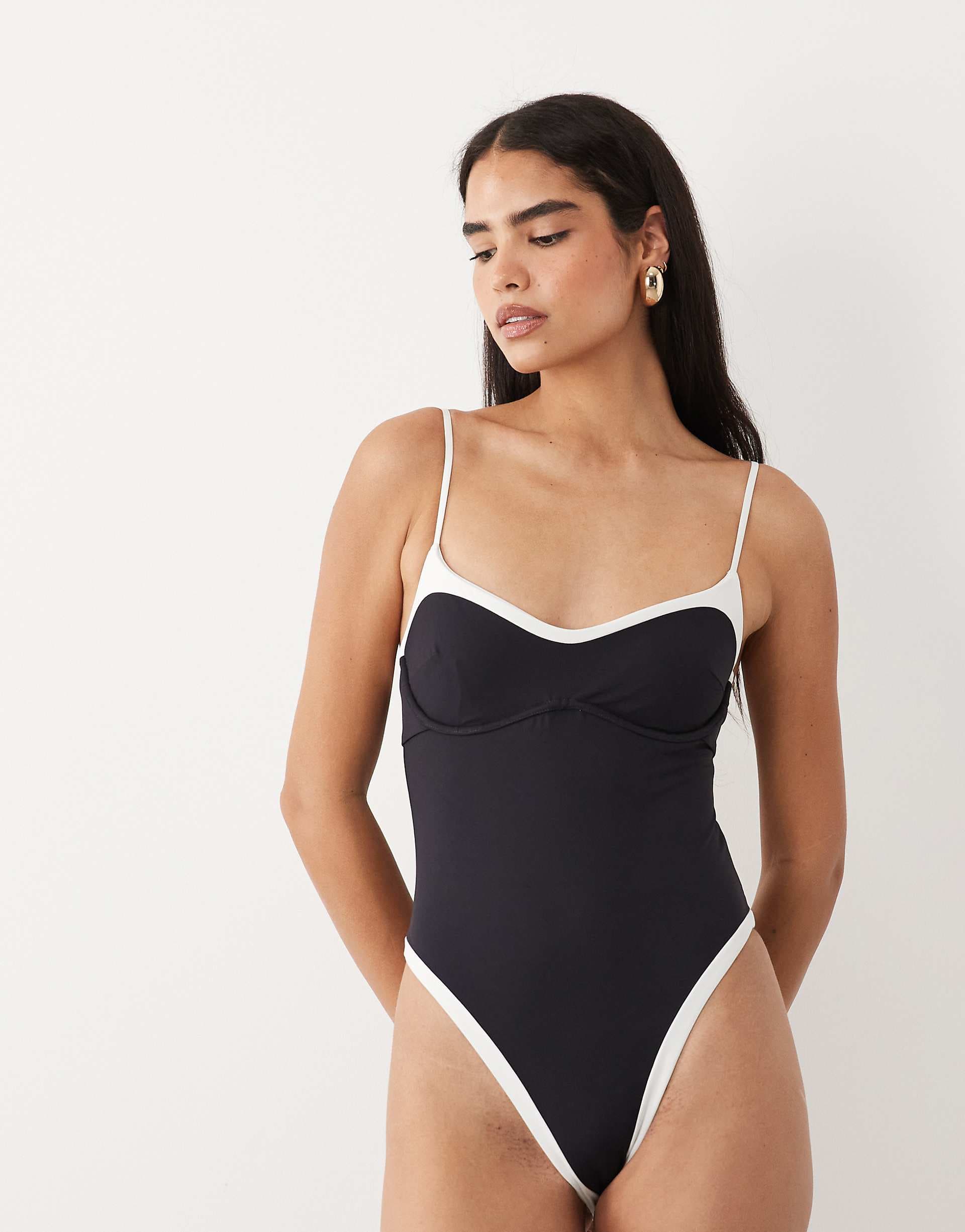 Tala contrast underwire swimsuit in shadow black