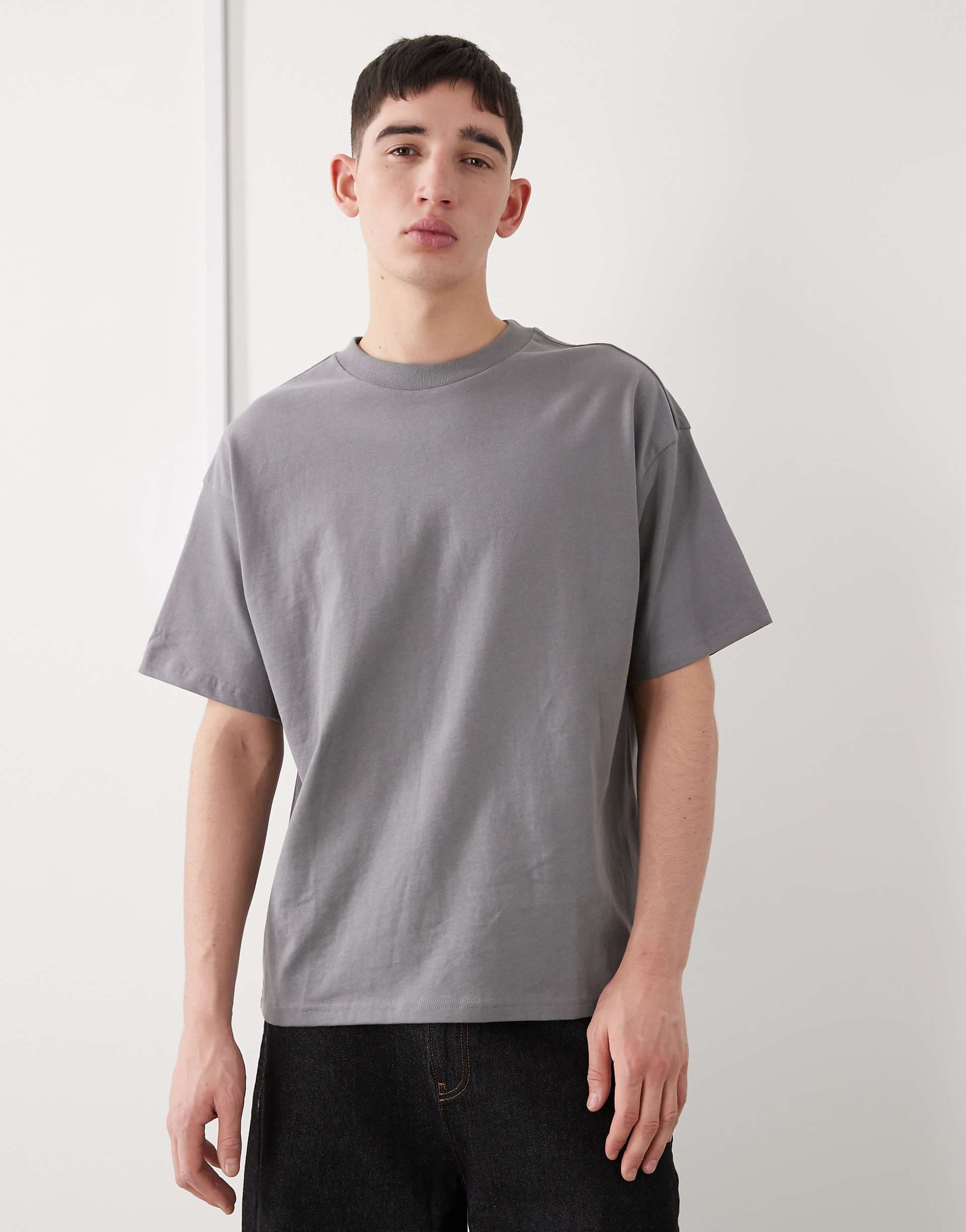 Weekday boxy oversized fit heavyweight jersey T-shirt in gray